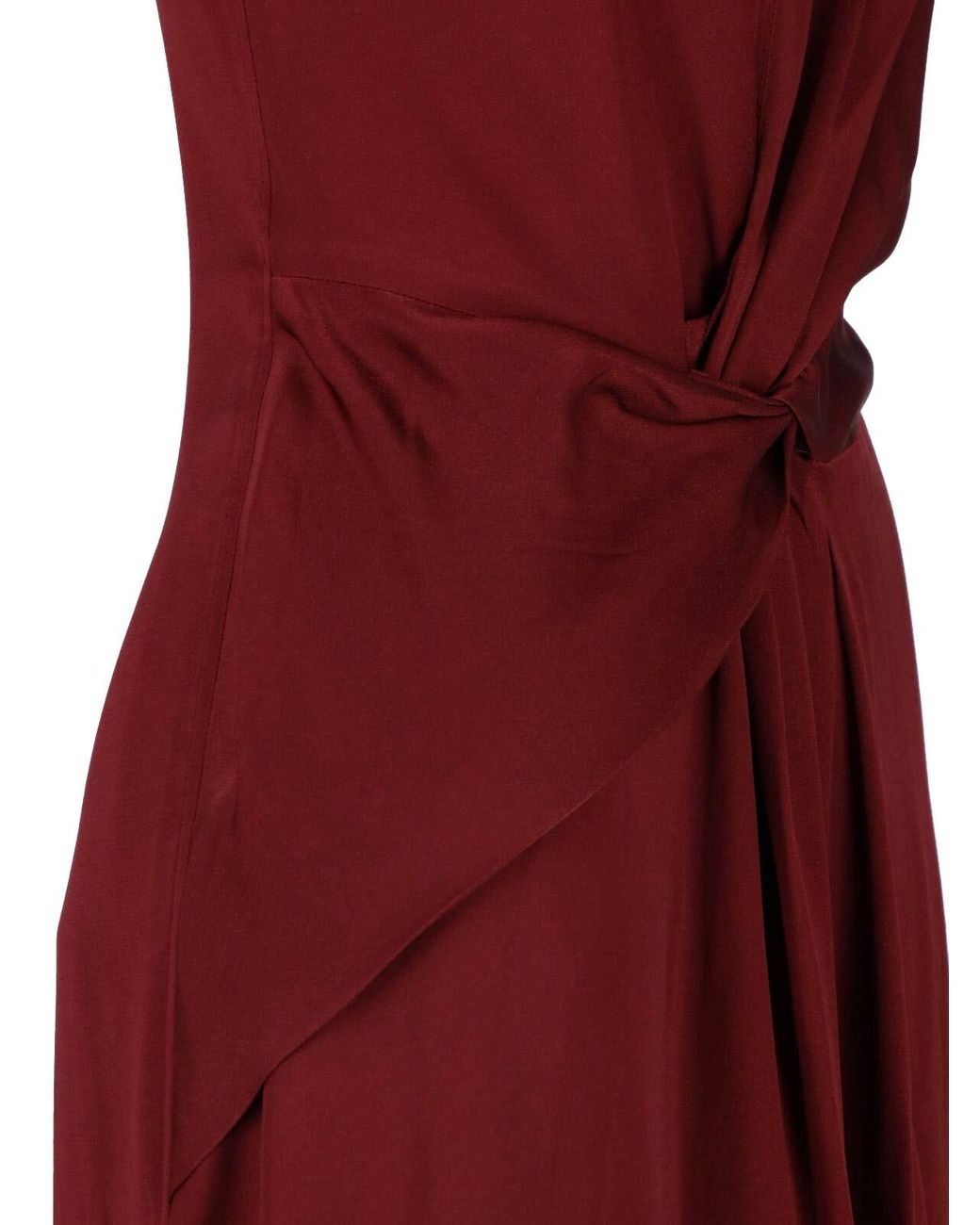 Victoria Beckham Red Burgundy Midi Dress With Draped Waist
