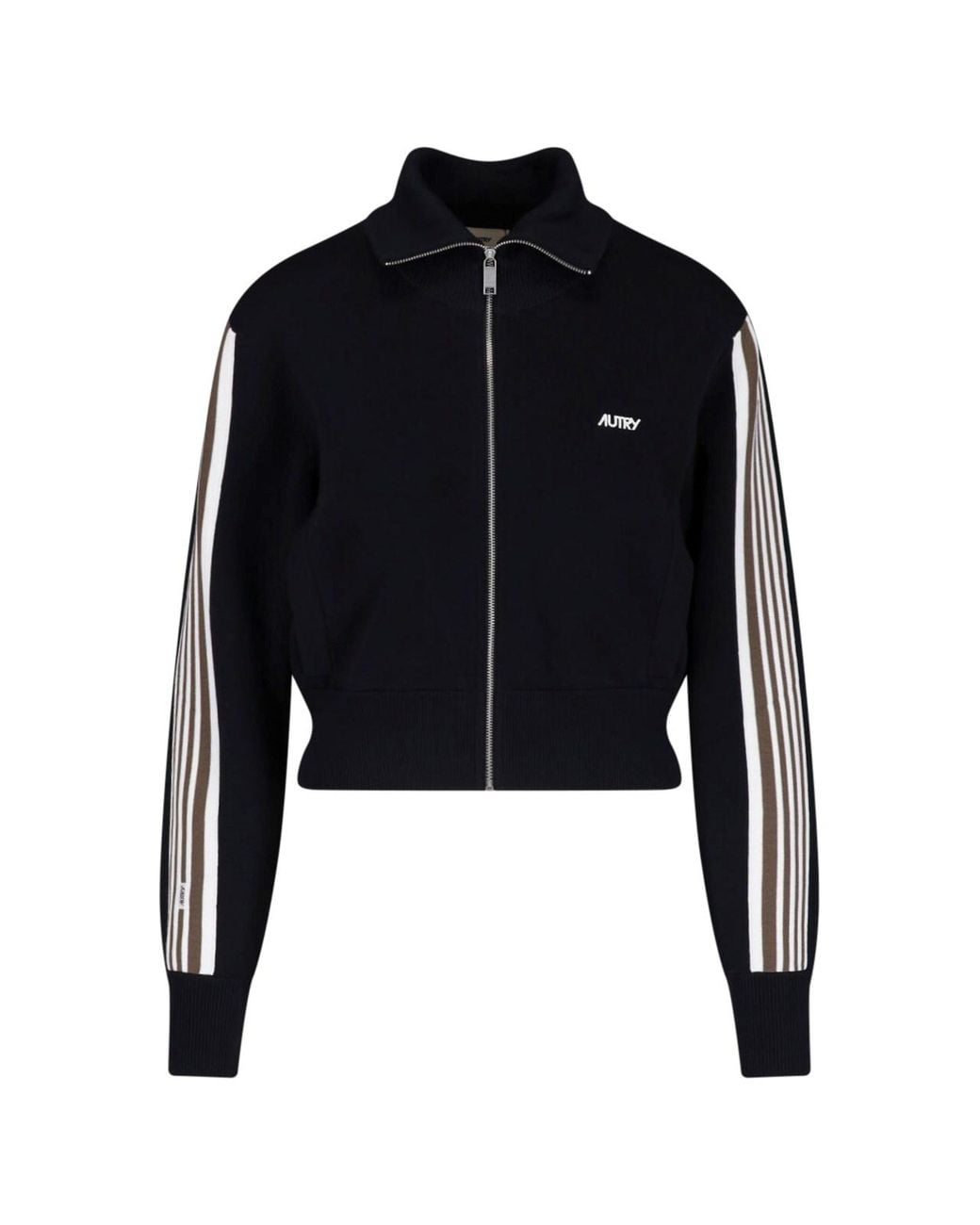 Autry Black Cropped Zip-Up Track Jacket