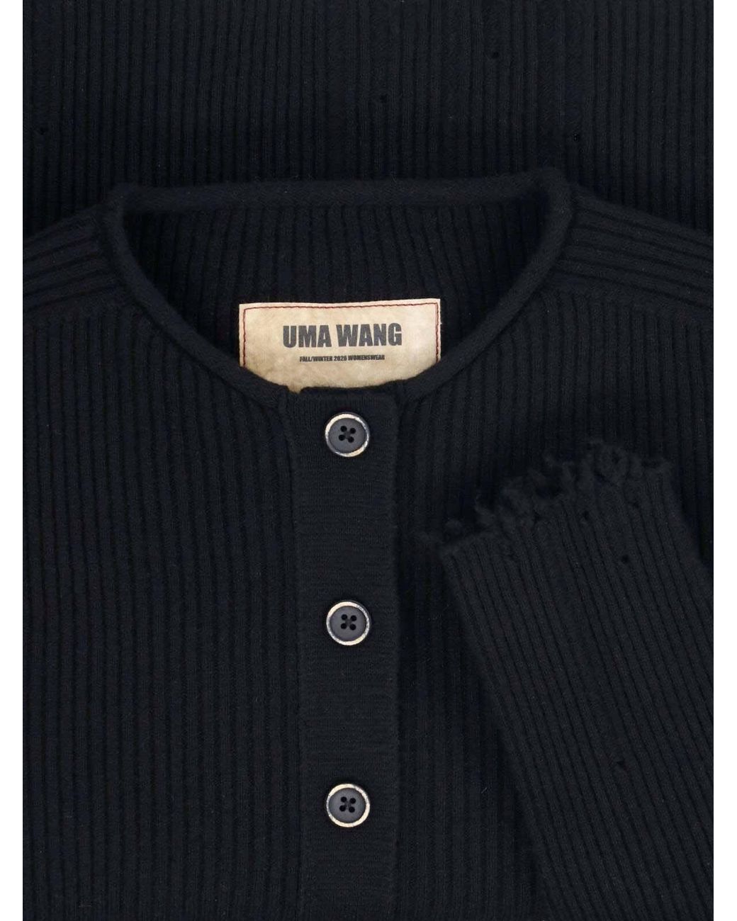 Uma Wang Blue Ribbed Cashmere Button-Front Cardigan