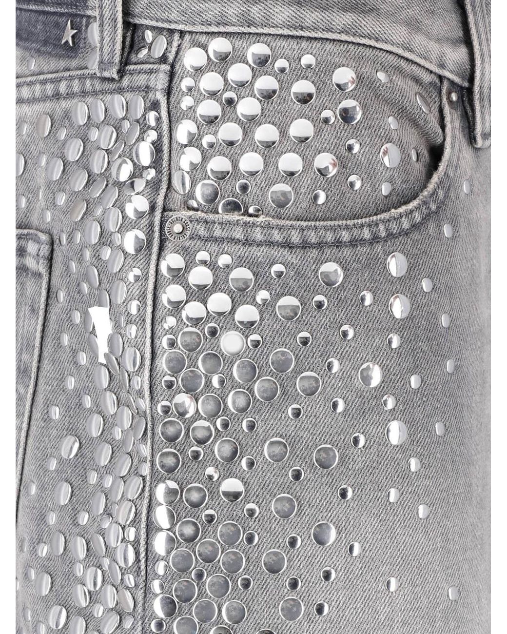 Golden Goose Deluxe Brand Gray Wide Leg Jeans Studs Melody