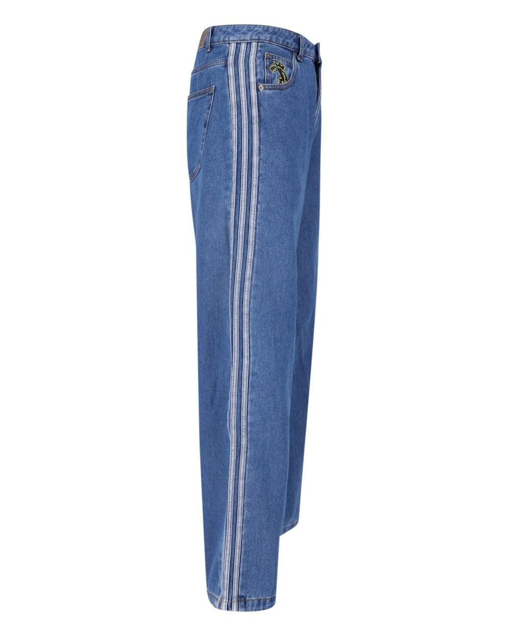 Adidas Blue Wide-Leg Denim Jeans With Logo Detail for men