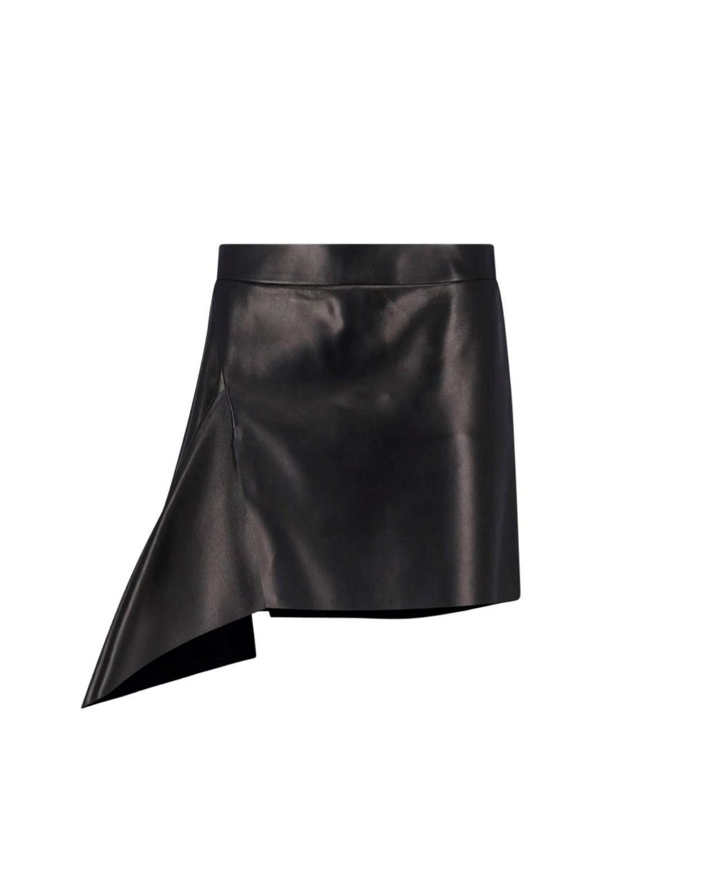 Givenchy Black Asymmetric Leather Mini Skirt