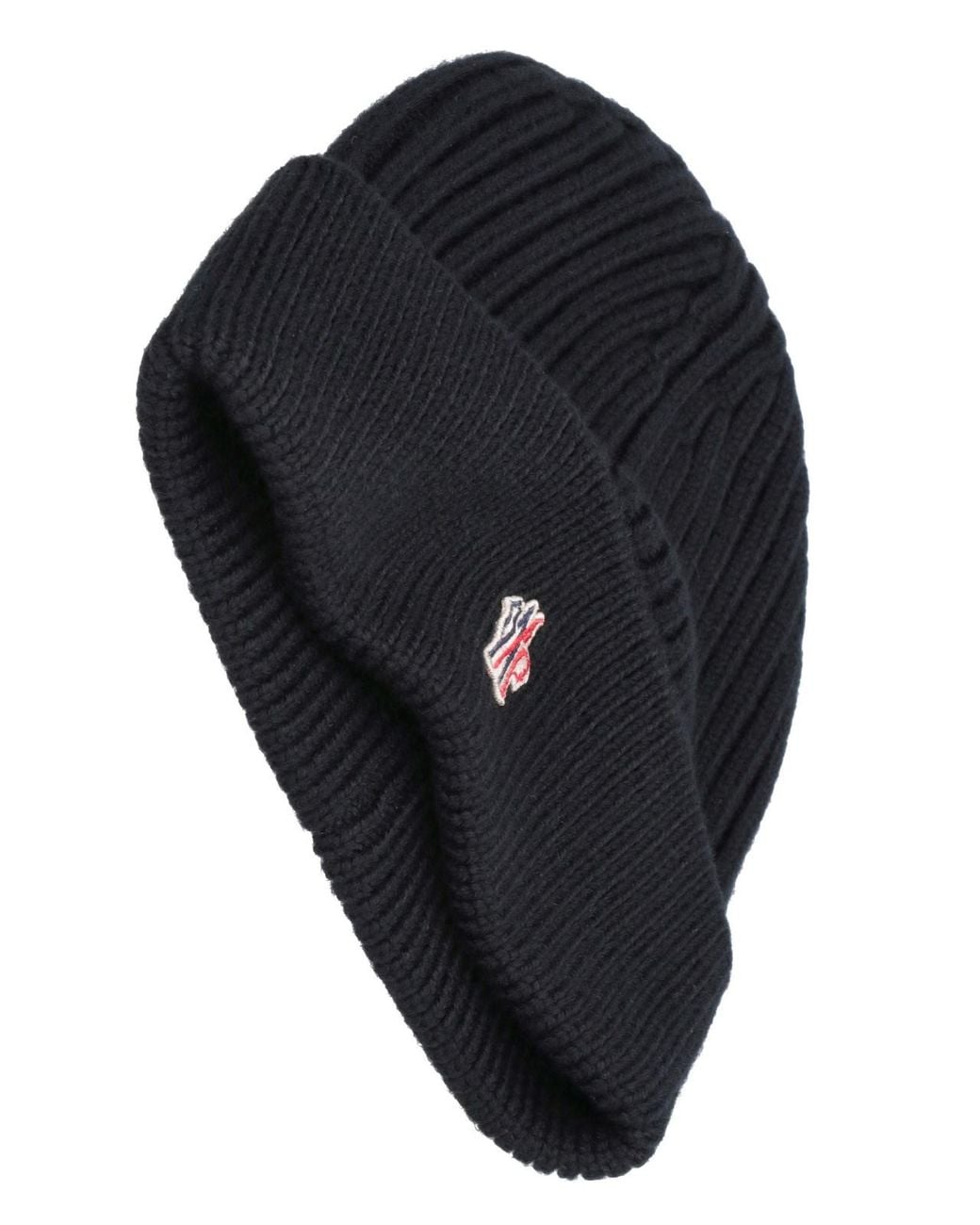 Moncler Blue Virgin Wool Logo Beanie for men