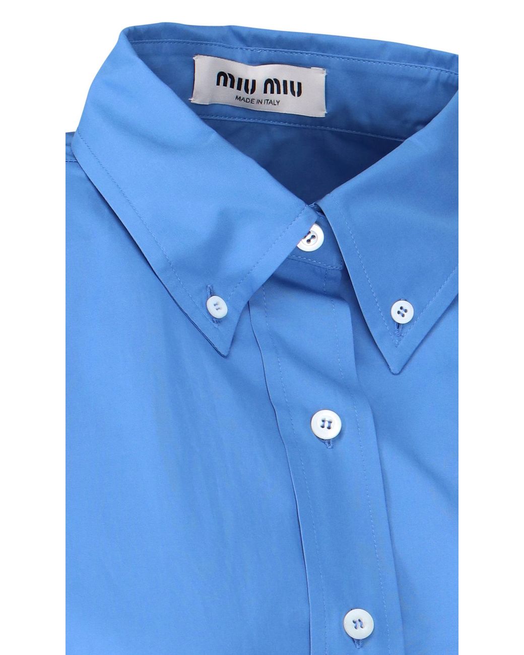 Miu Miu Oversized Logo Shirt in Blue | Lyst
