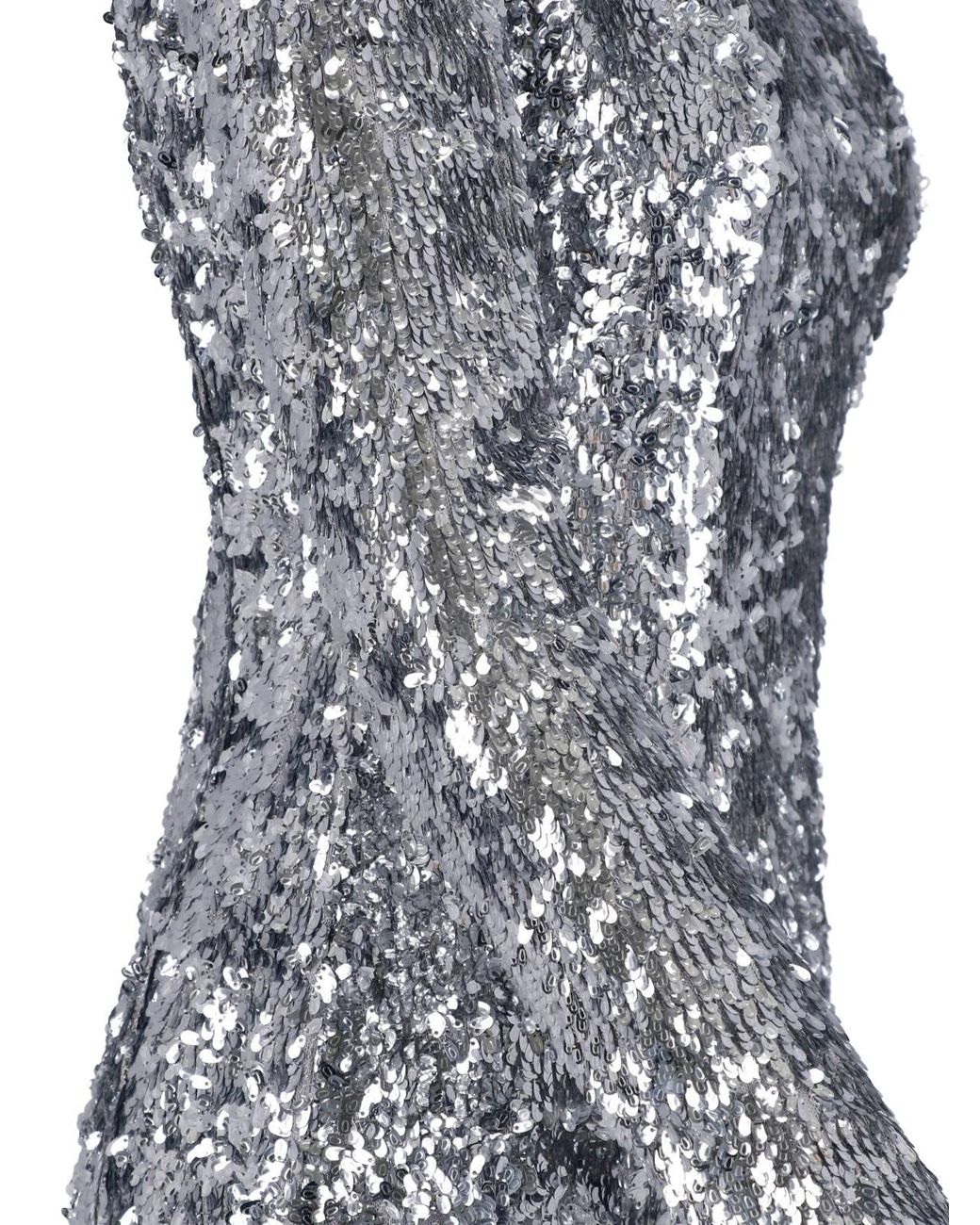 Balmain Blue Mini Sequined High-Neck Long-Sleeve Dress
