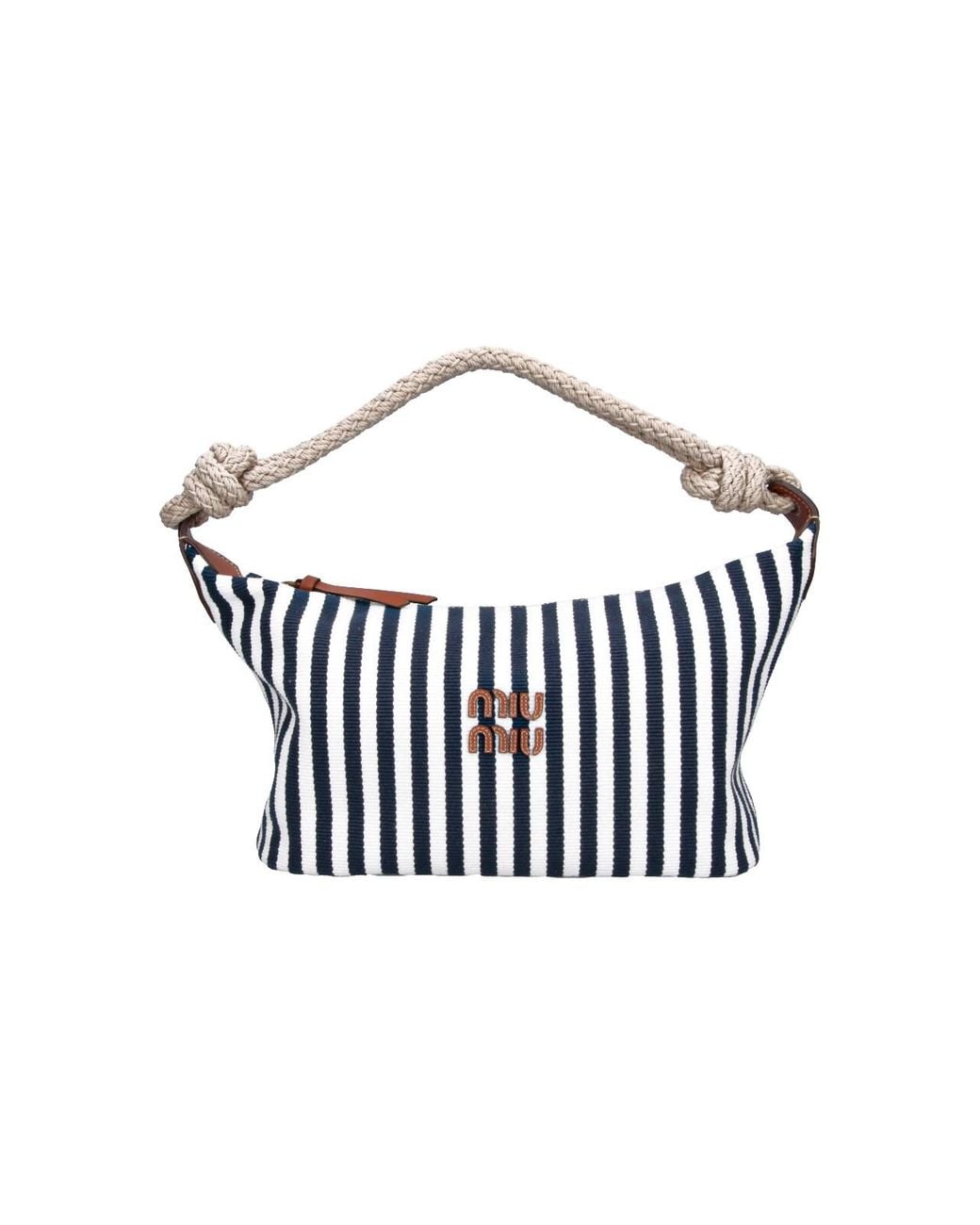 Miu Miu White Striped Shoulder Pouch