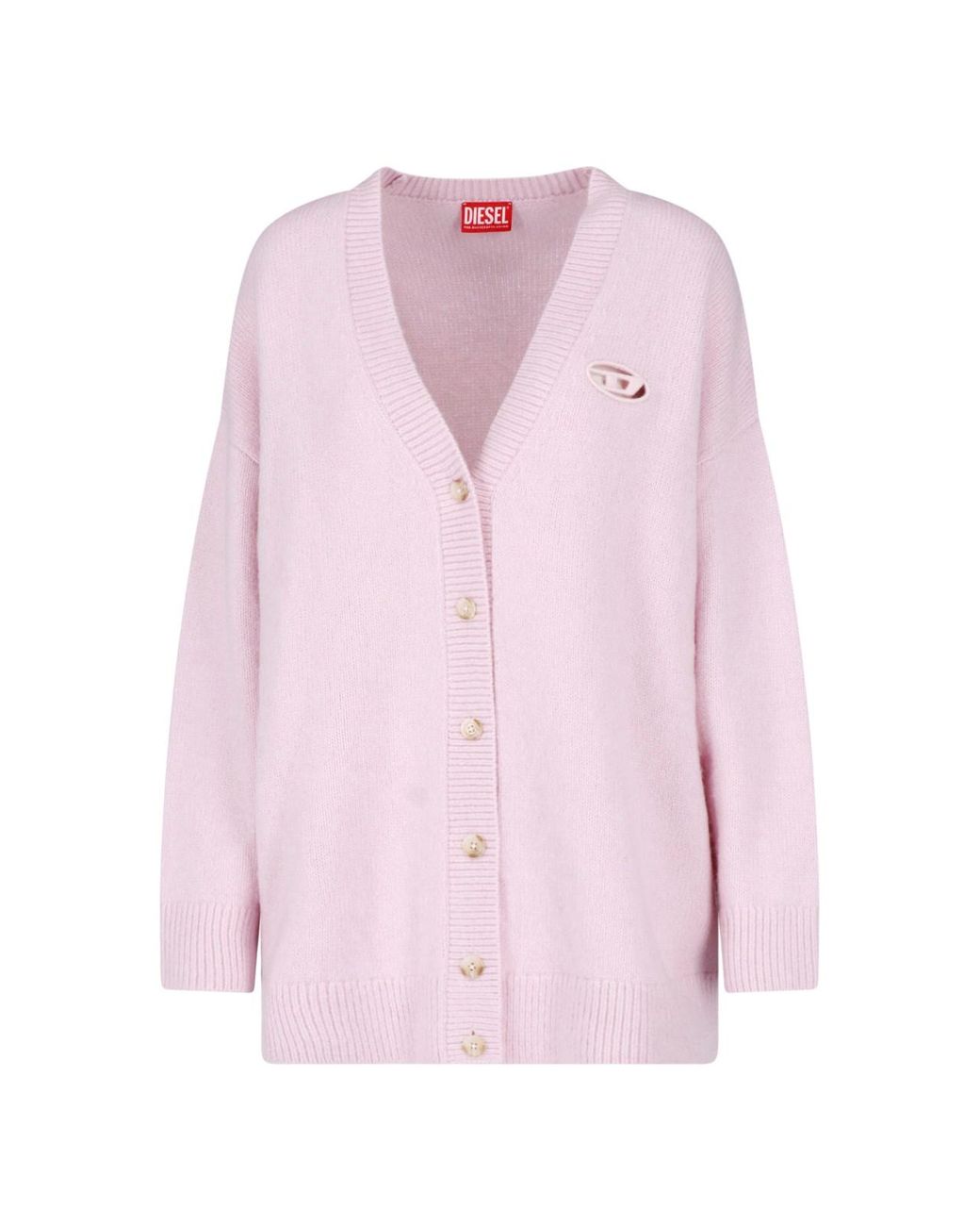 DIESEL Pink Oversized V-Neck Button Front Cardigan