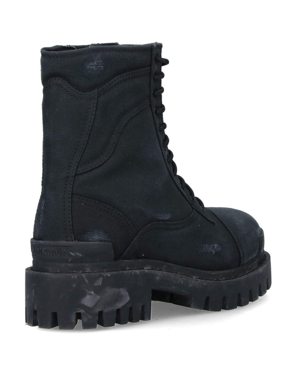 Balenciaga Black Lace-Up Combat Boots for men