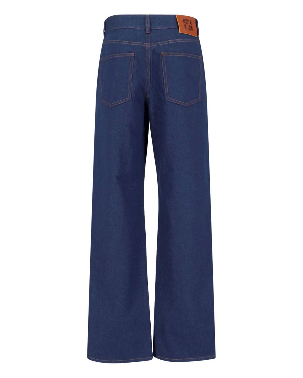 Fendi Blue Wide Leg "Ff" Jeans