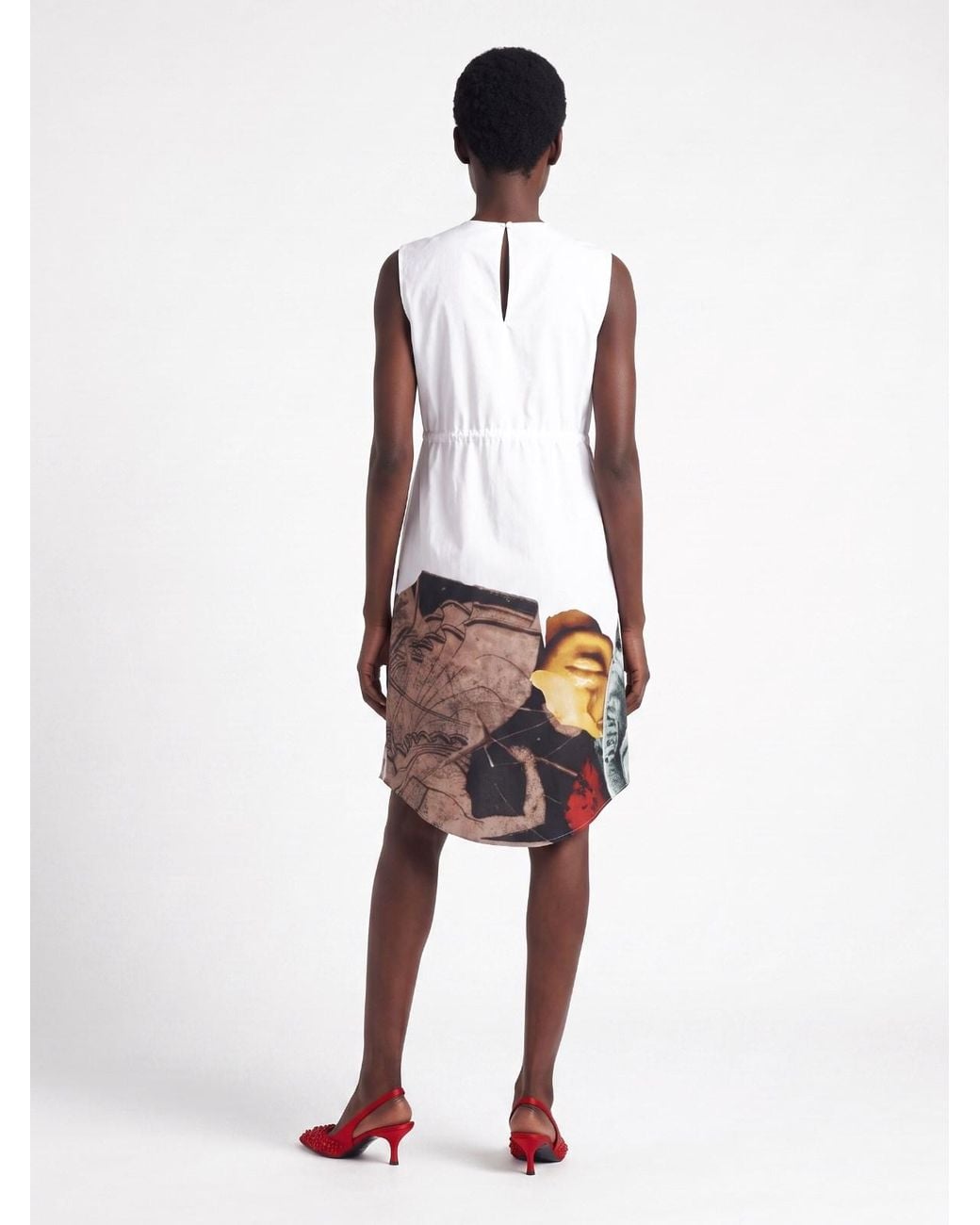Prada White Printed Canvas Dress