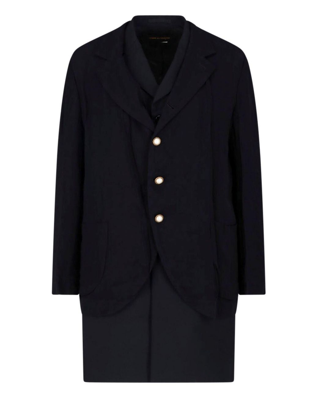 Comme des Garçons Blue Tailored Wool Blazer Coat