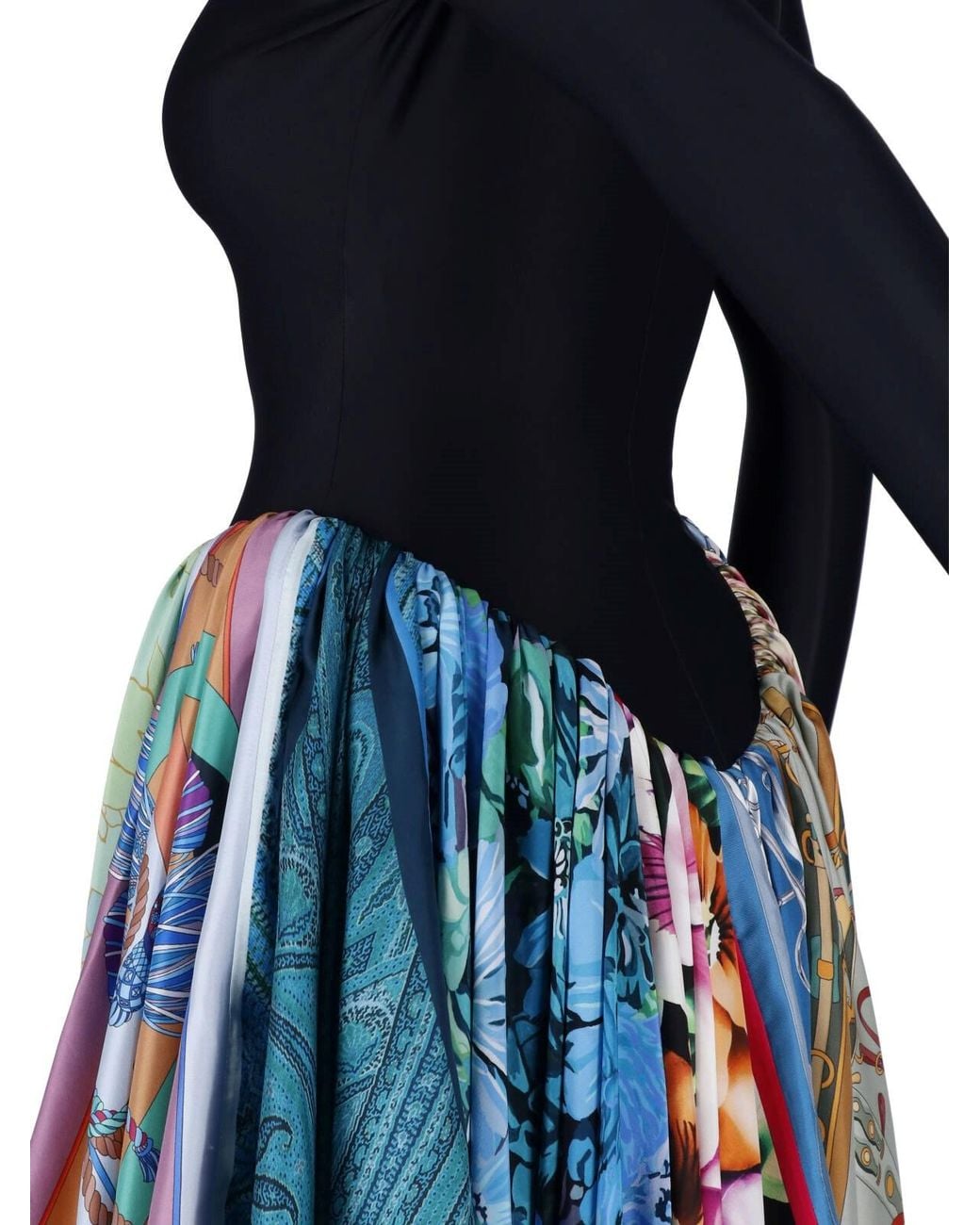 MARINE SERRE Blue Mid-Length Dress With Upcycled Scarf