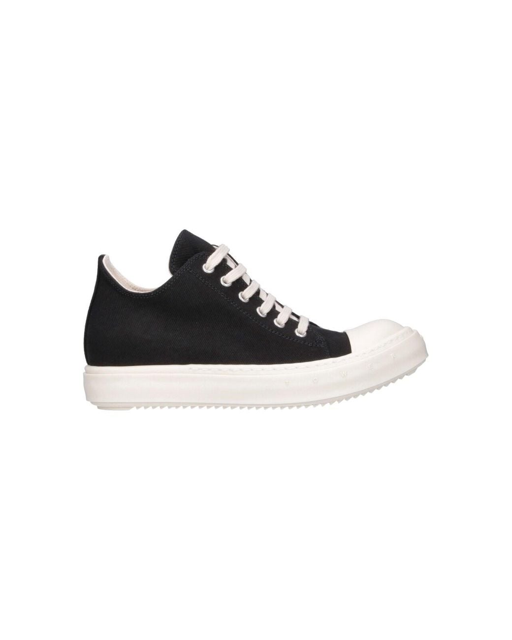 Rick Owens Black Lace-Up Sneakers With Toe Caps And Shark-Tooth Soles