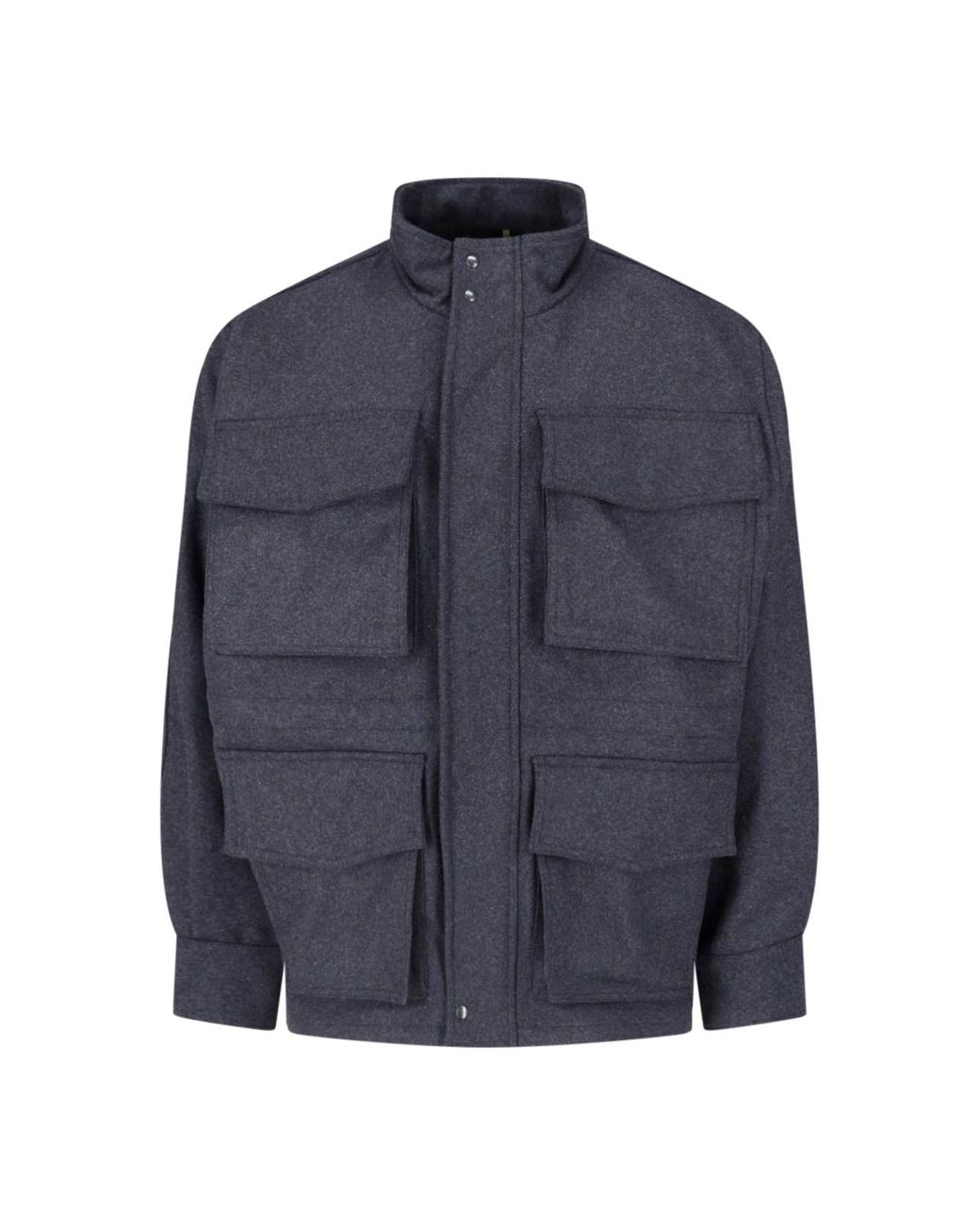 White Sand Blue Wool Blend Jacket for men