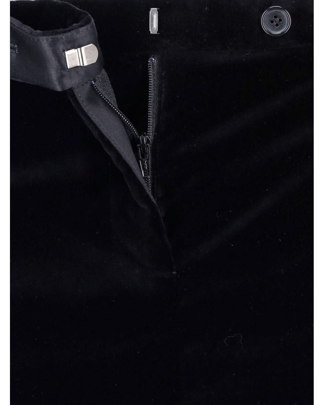 Khaite Black Straight Velvet Trousers "Hunter"