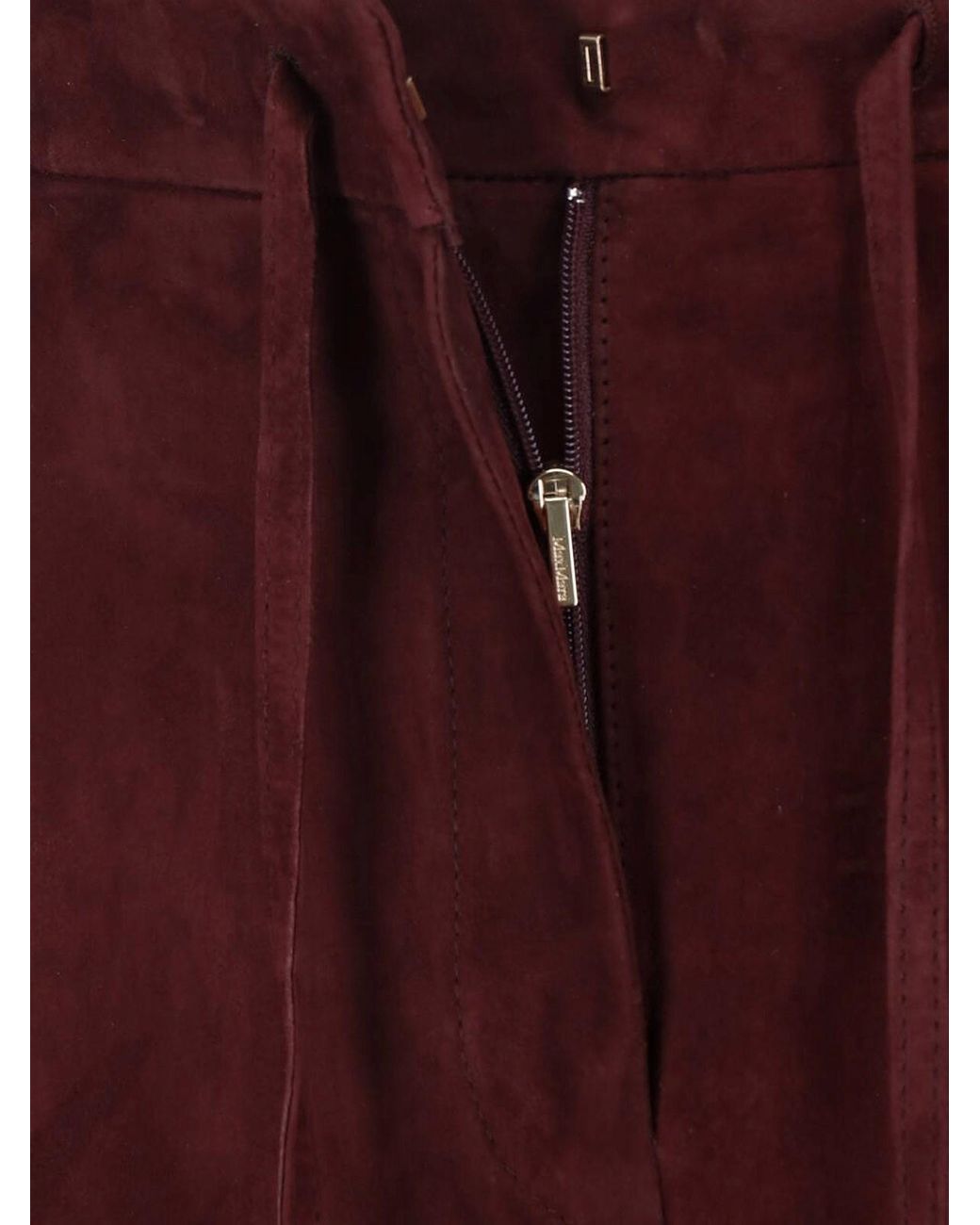 Max Mara Purple Midi Lambskin Skirt