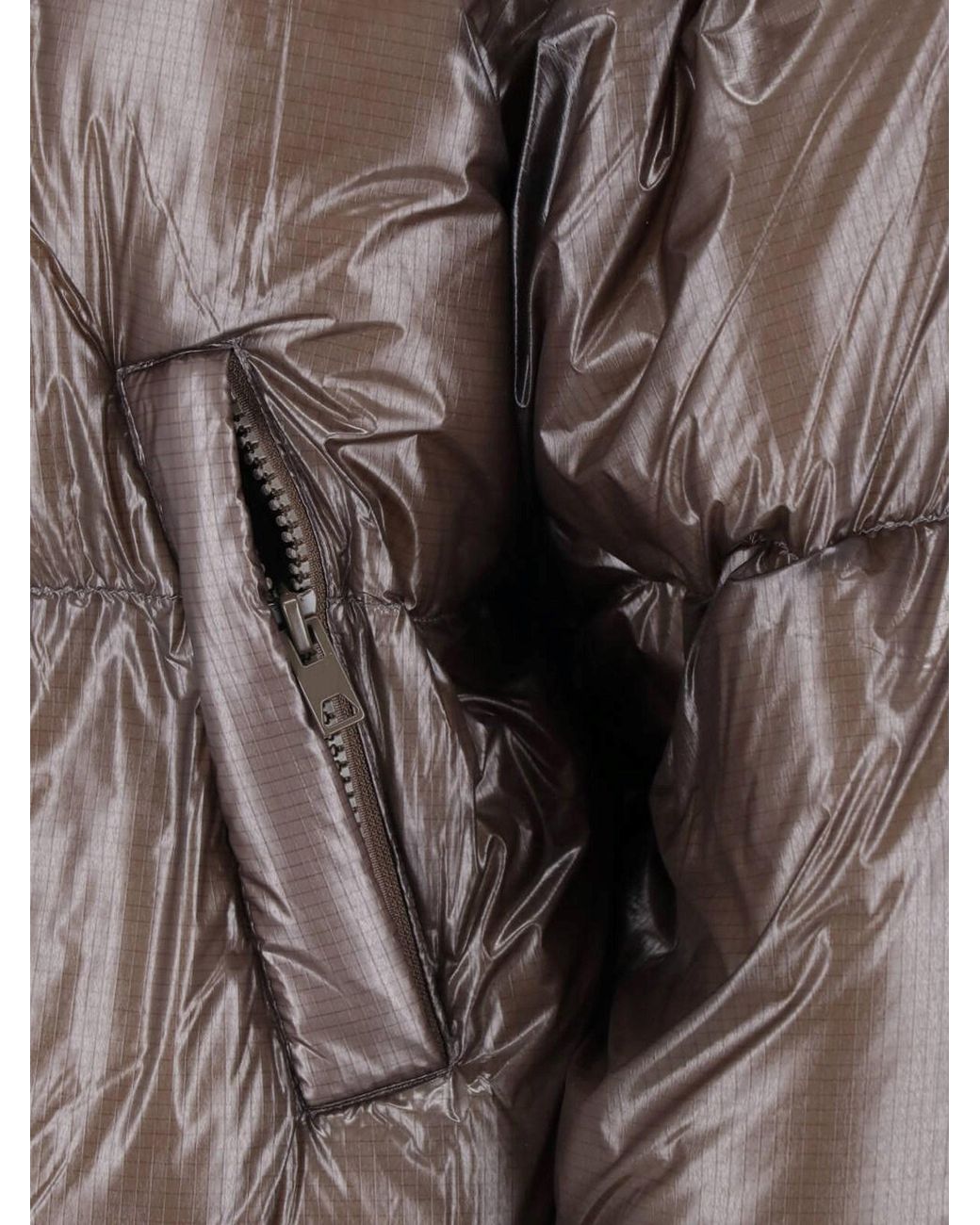 DIESEL Brown Cropped Puffer Jacket With Ribbed Knit Collar And Embroidered Detail