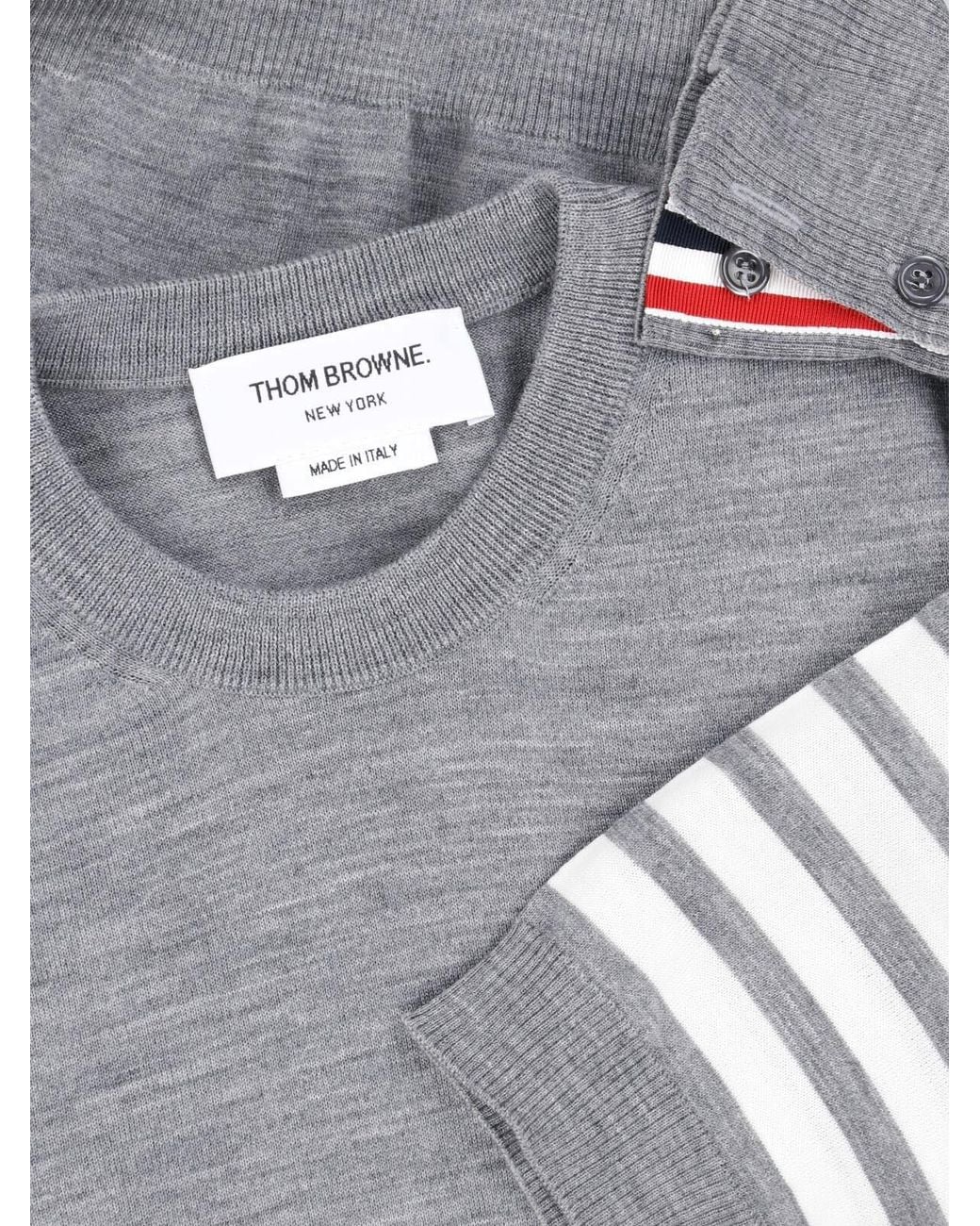 Thom Browne Gray Virgin Wool Sweater "4-Bar"