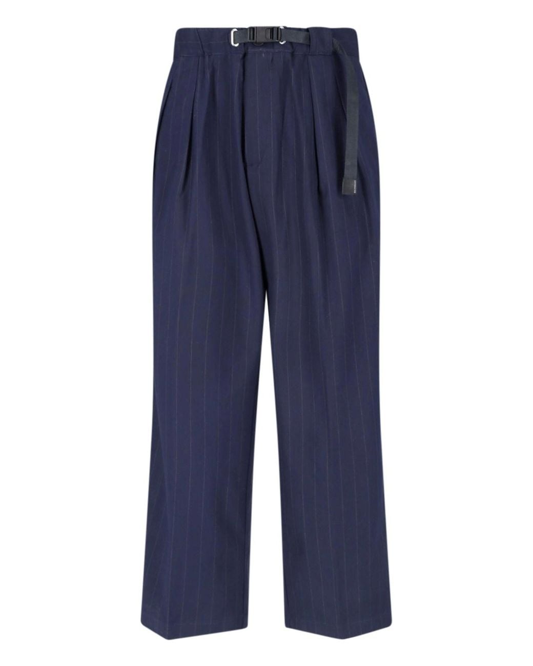 White Sand Blue Straight-Leg Trousers With Belt for men