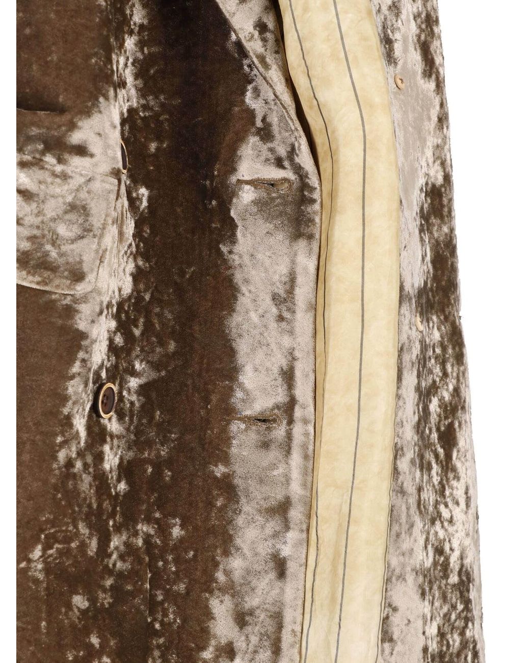 Uma Wang Natural Velvet Double-Breasted Coat
