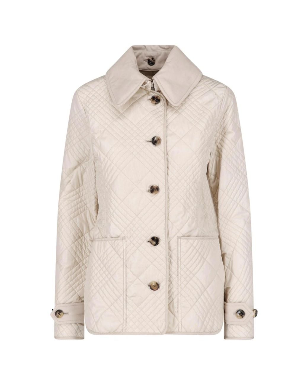 Burberry Natural Quilted Button-Front Jacket