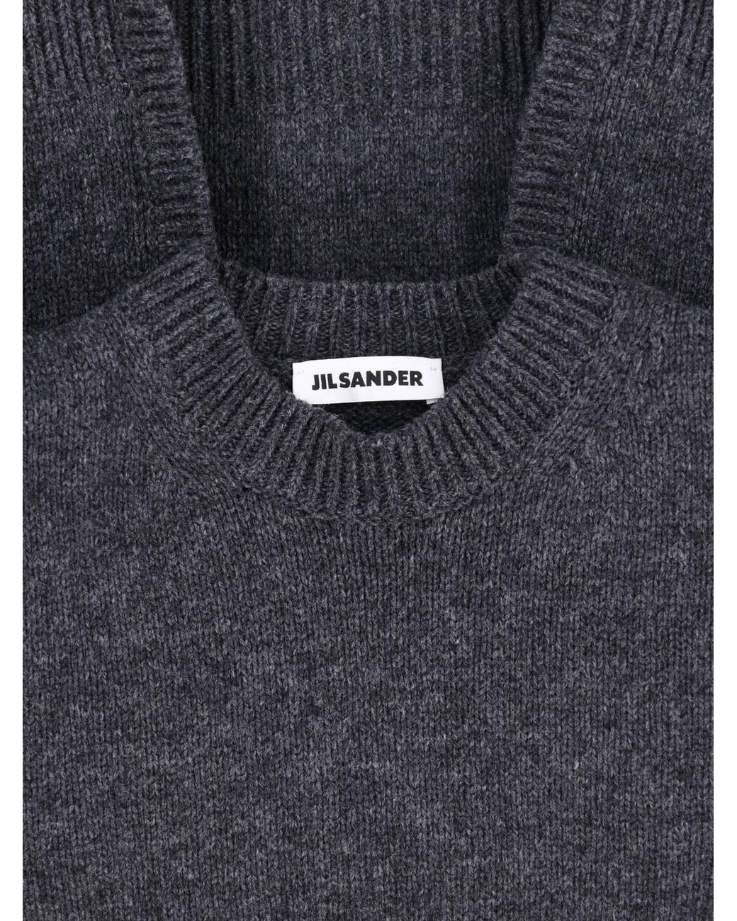 Jil Sander Gray Textured Knit Sweater With Open Slit Detail