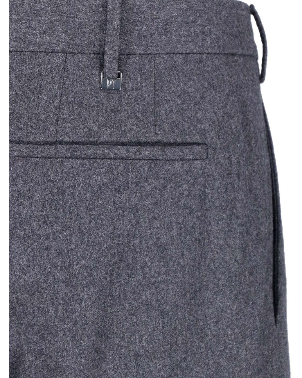 PT Torino Blue Virgin Wool And Cashmere Trousers for men