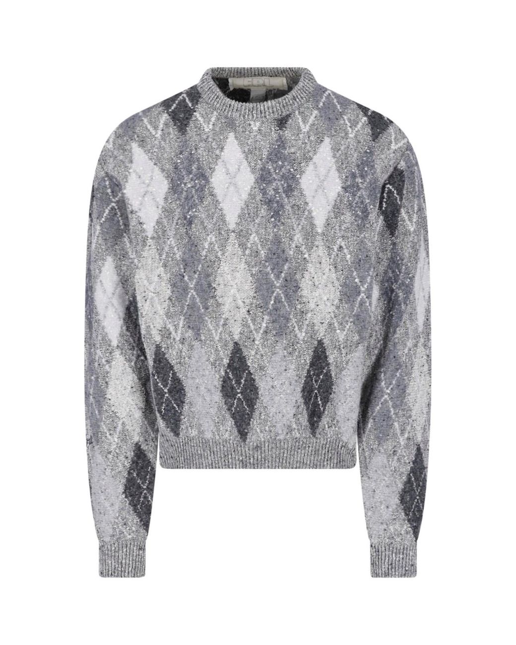 ERL Gray Argyle Knit Sweater
