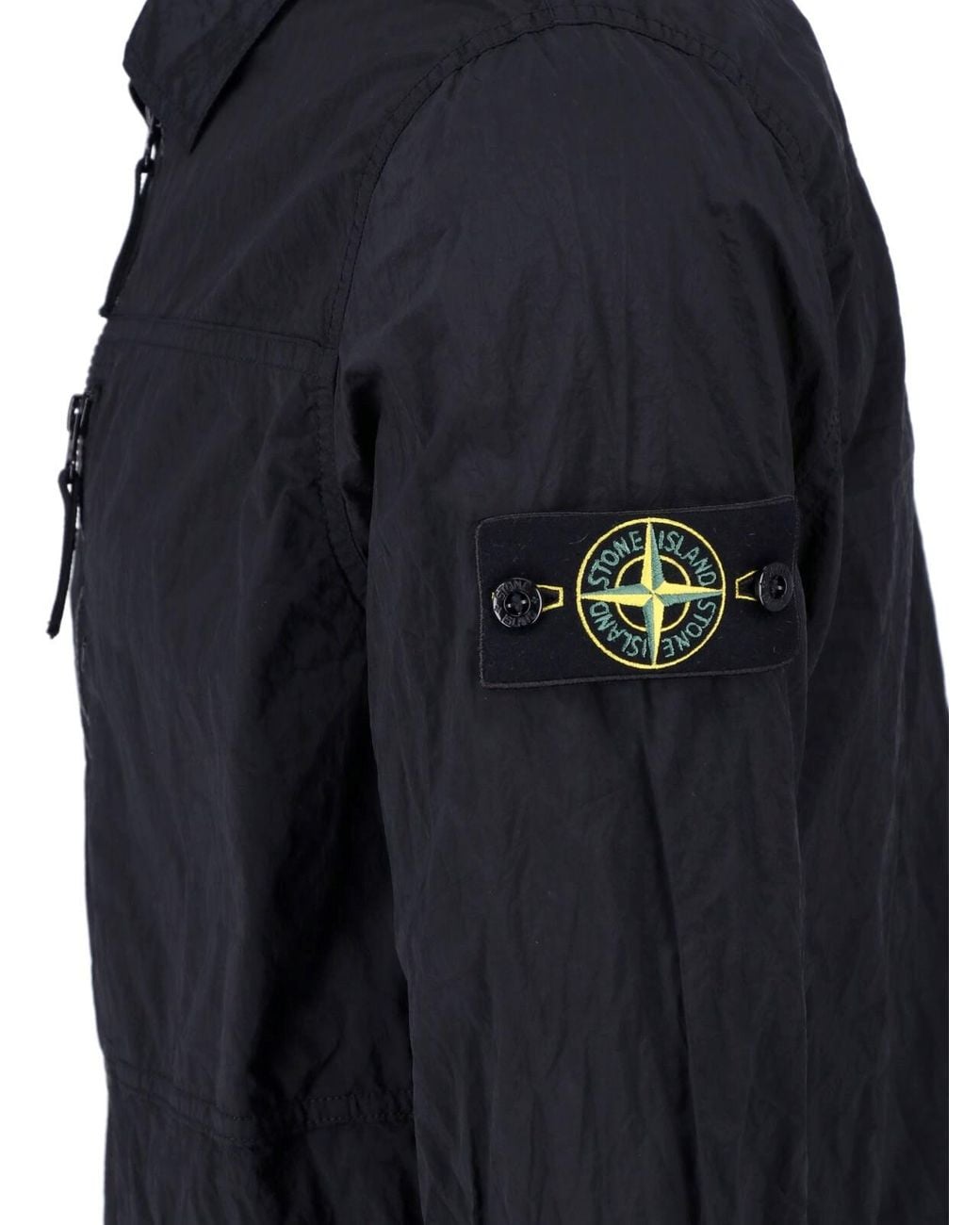Stone Island Blue Zip Shirt "1200041 Nylon Metal" for men