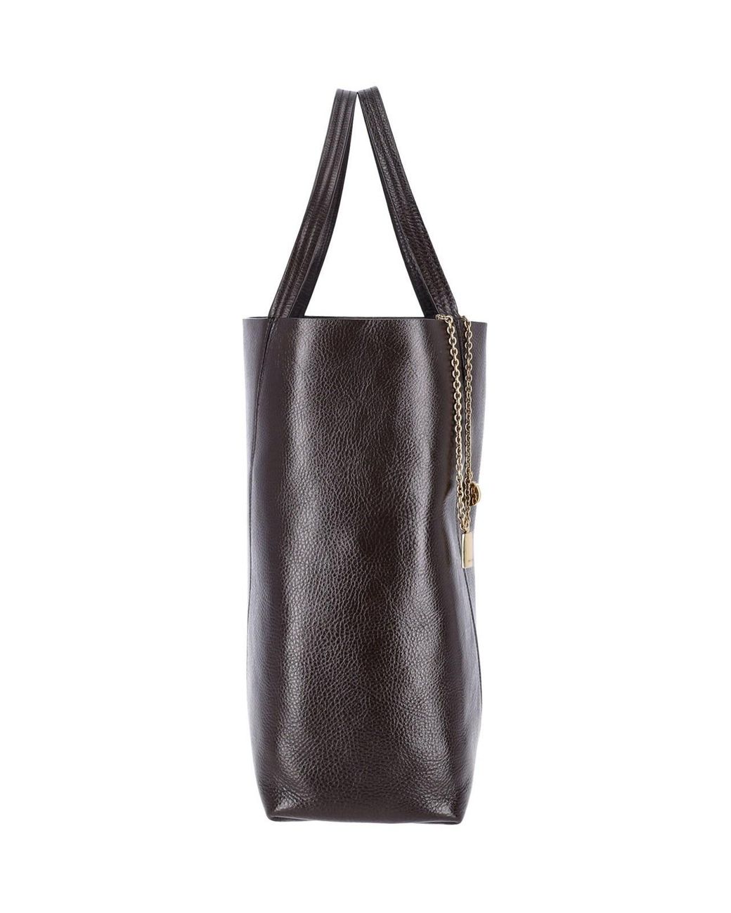 Chloé Black Leather Tote Bag With Charm