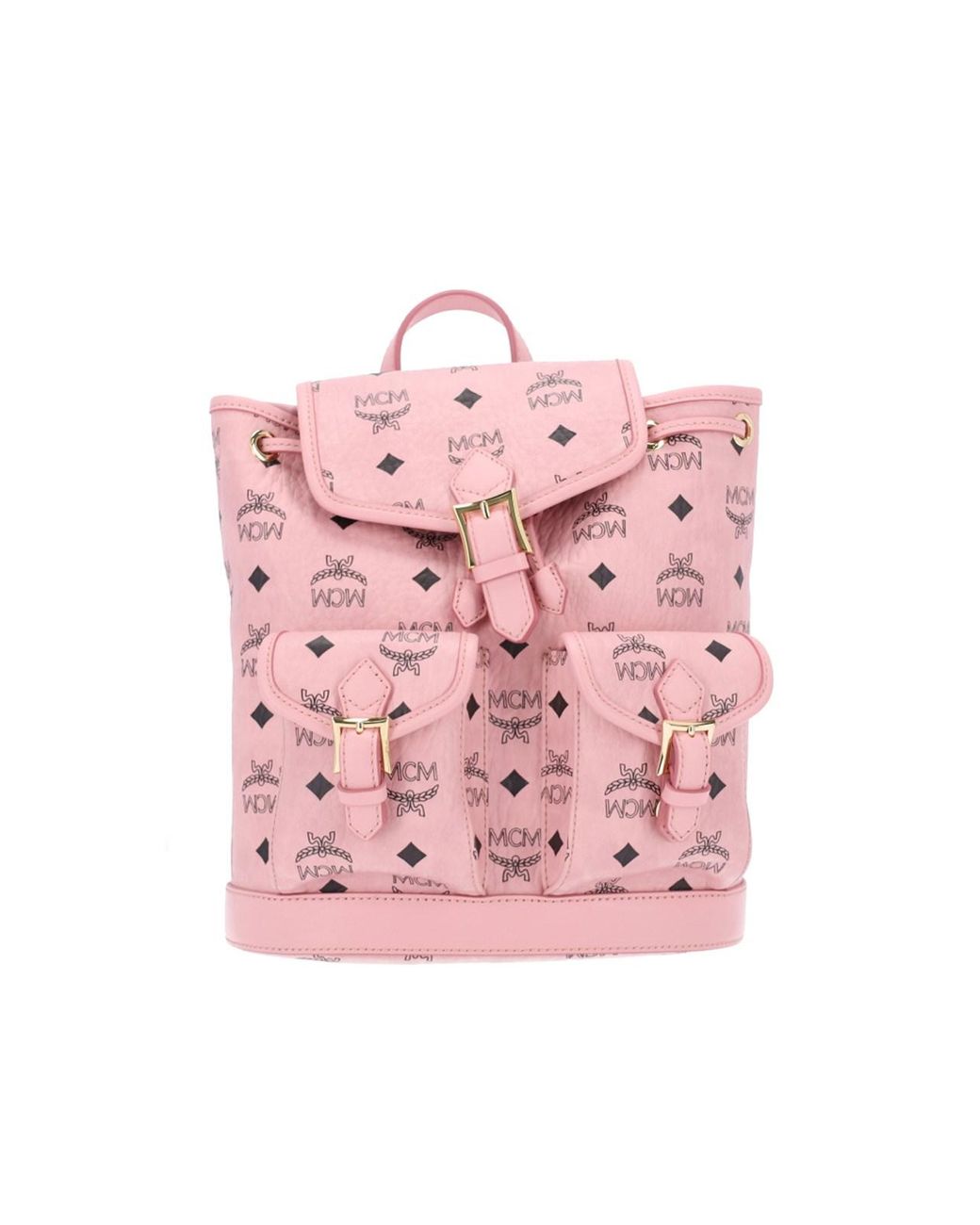 MCM Pink Mini Logo Print Backpack