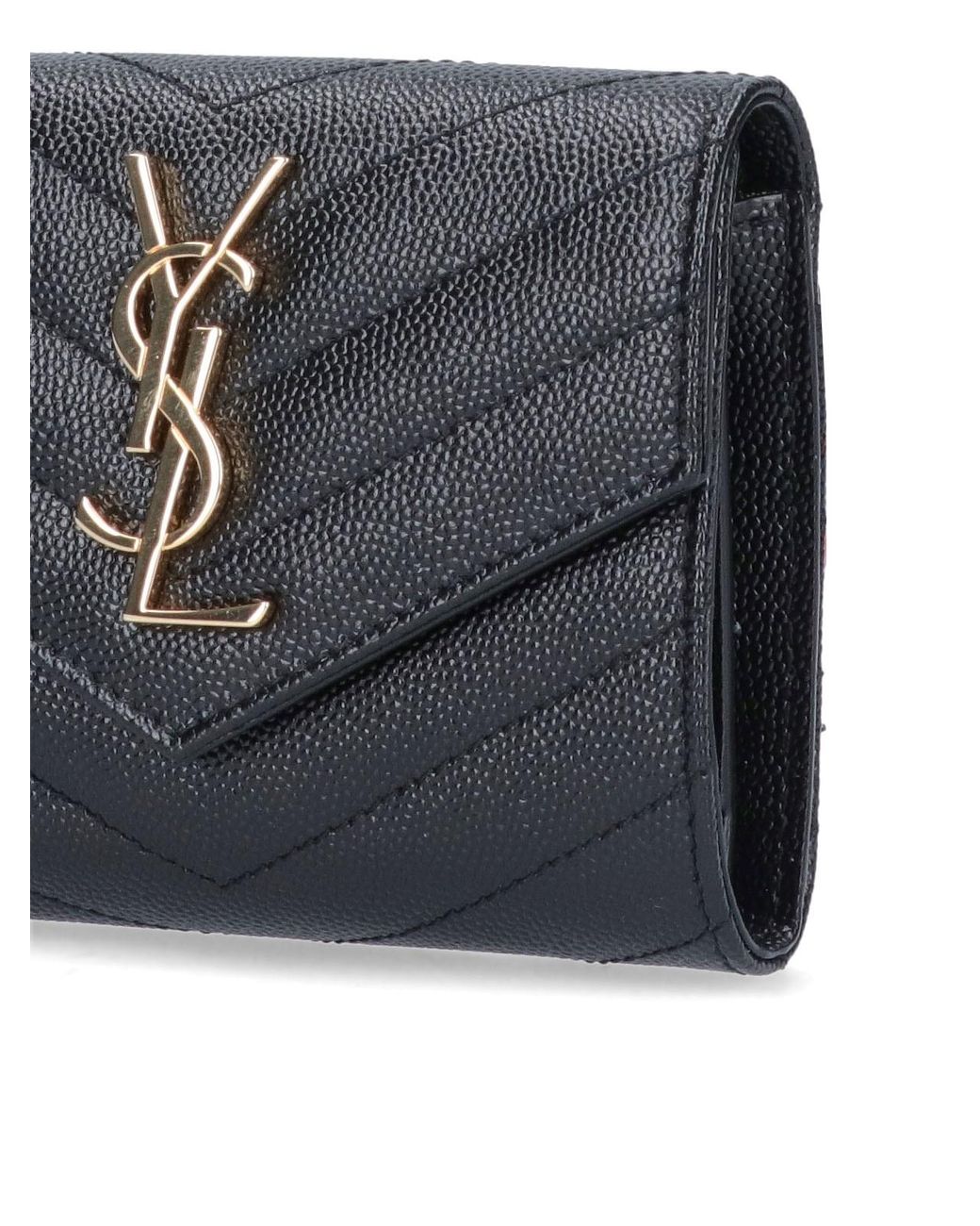 Saint Laurent Gray 'Cassandre' Tri-Fold Wallet