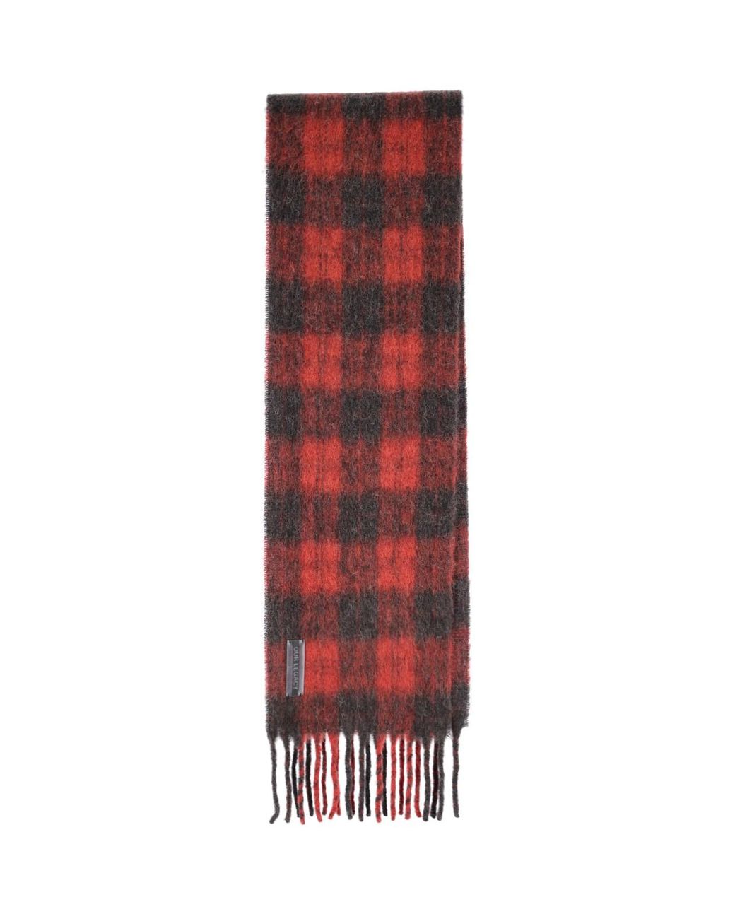 Our Legacy Red Plaid Fuzzy Alpaca Scarf