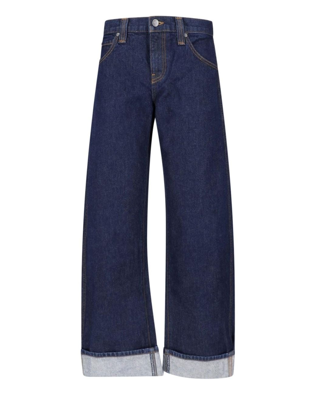 Khaite Blue High-Rise Wide-Leg Jeans