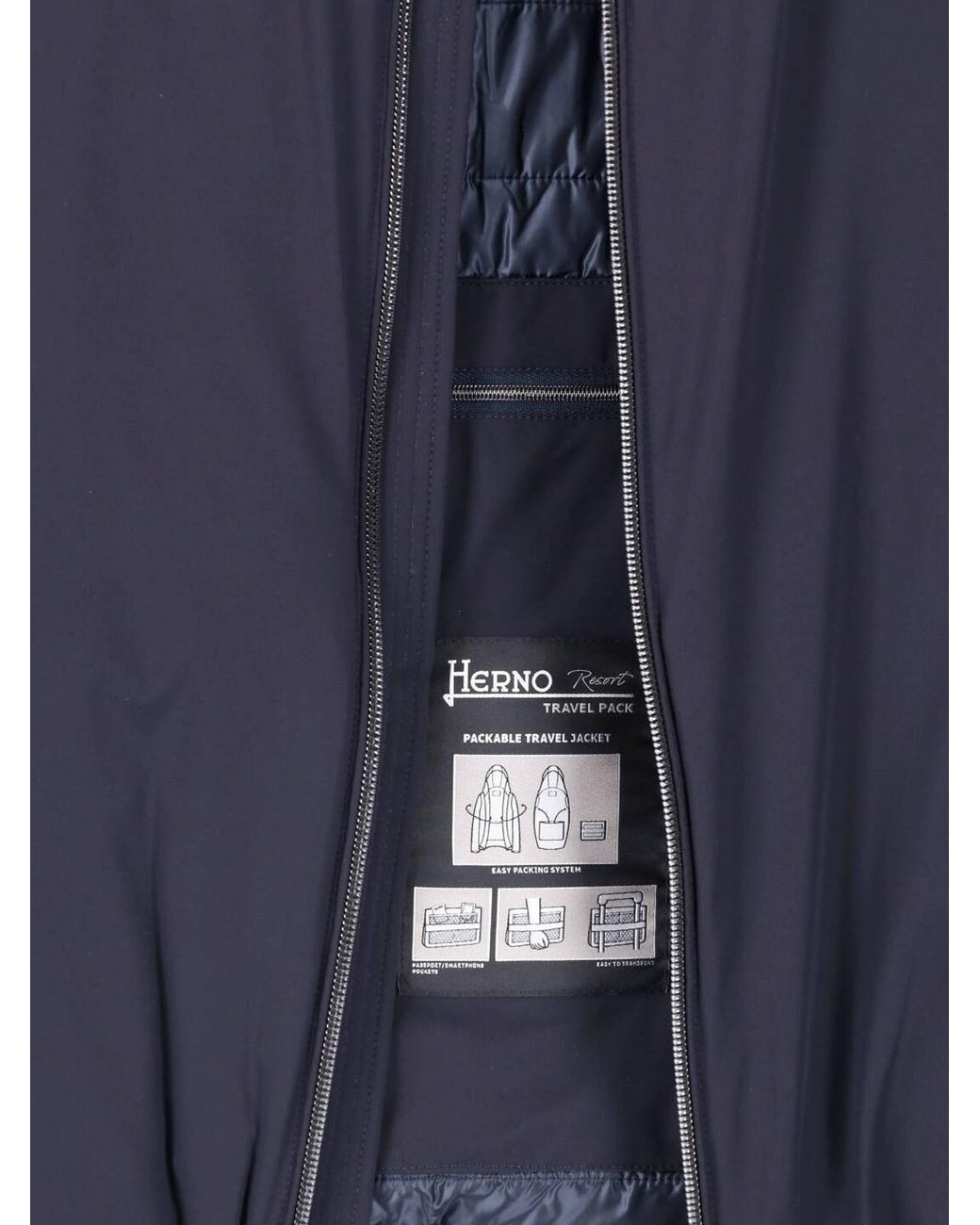 Herno Blue Hooded Zip-Up Jacket for men