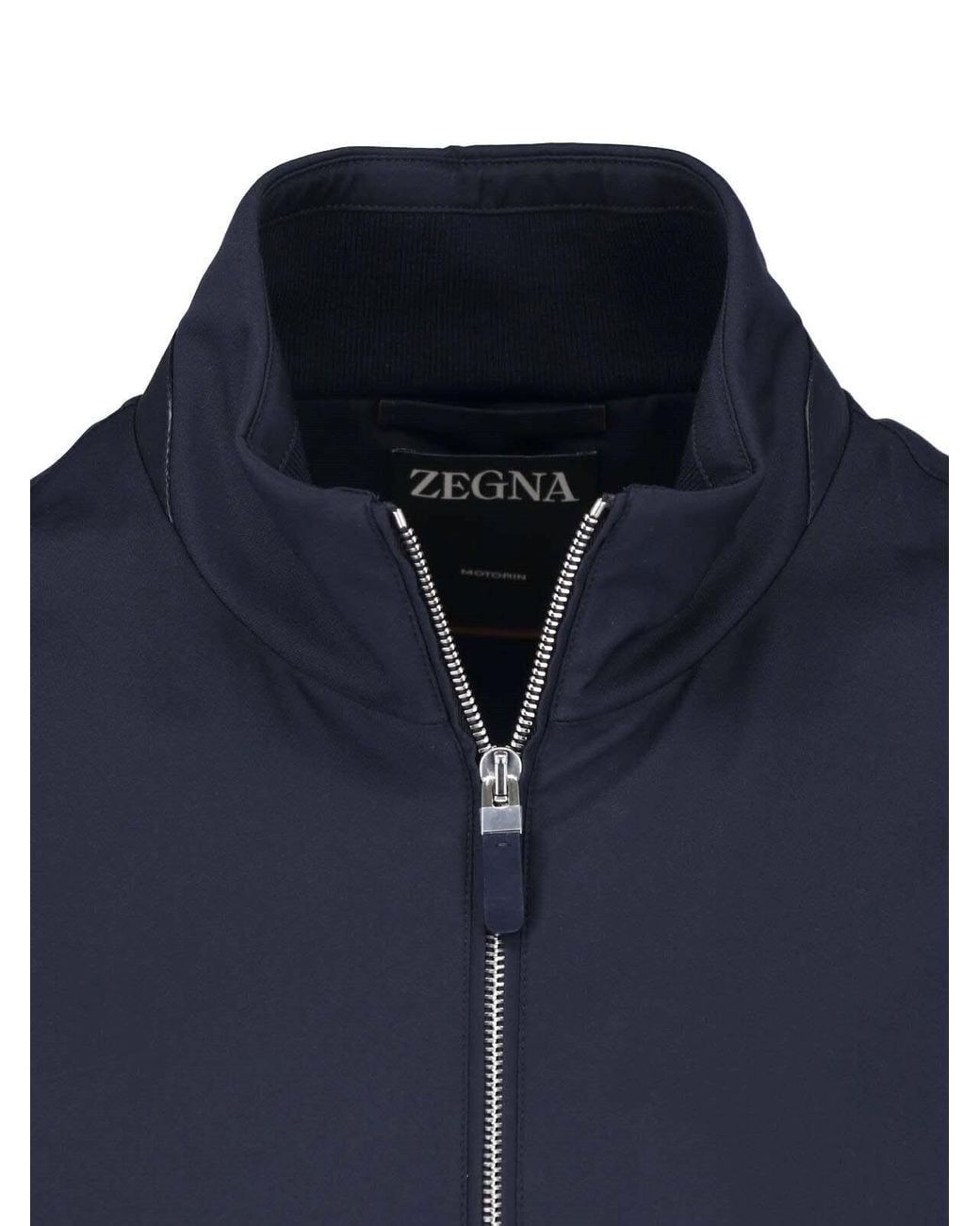 Zegna Blue Motorin Zip-Up Jacket for men