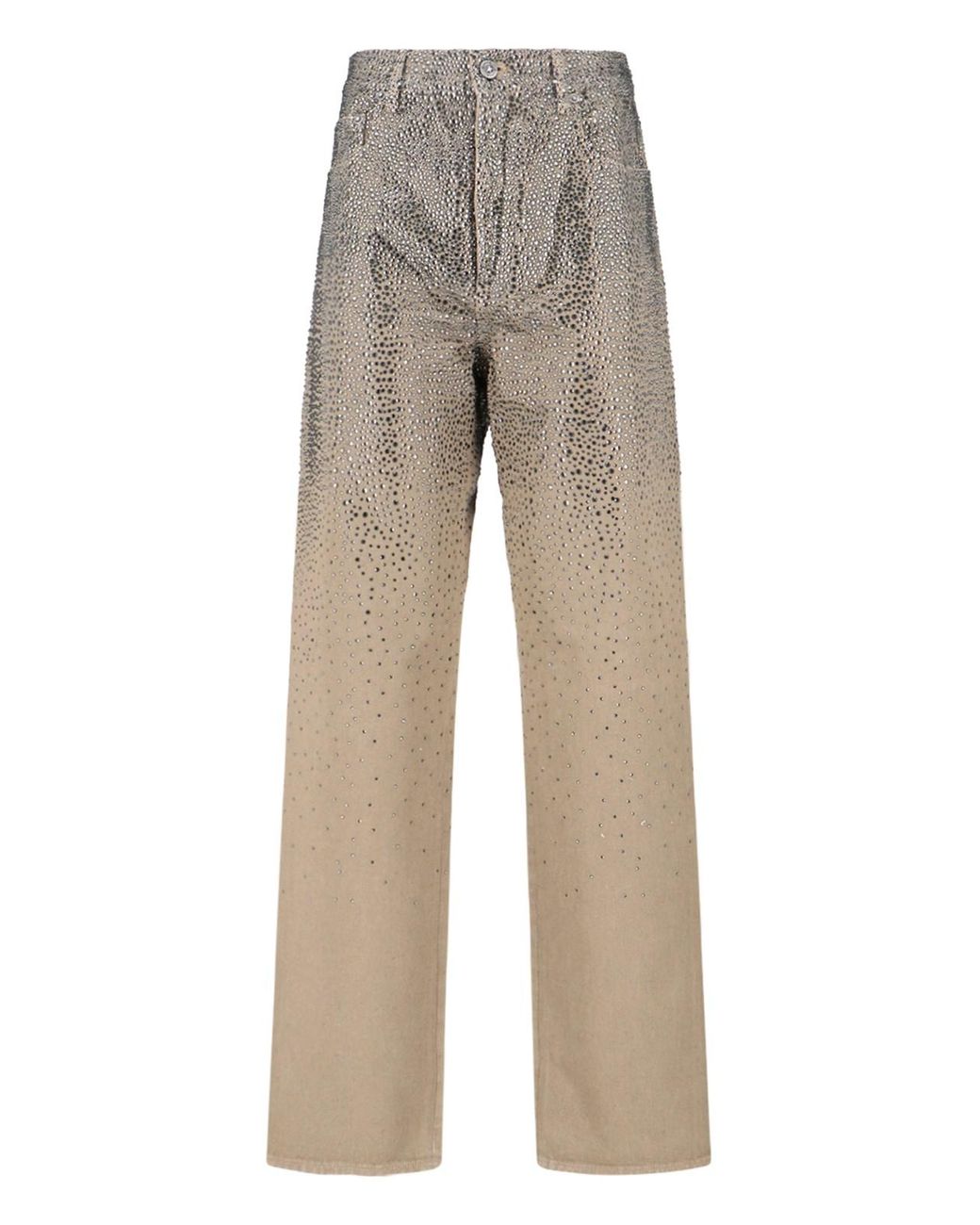 Golden Goose Deluxe Brand Gray Straight-Leg Jeans With Rhinestones