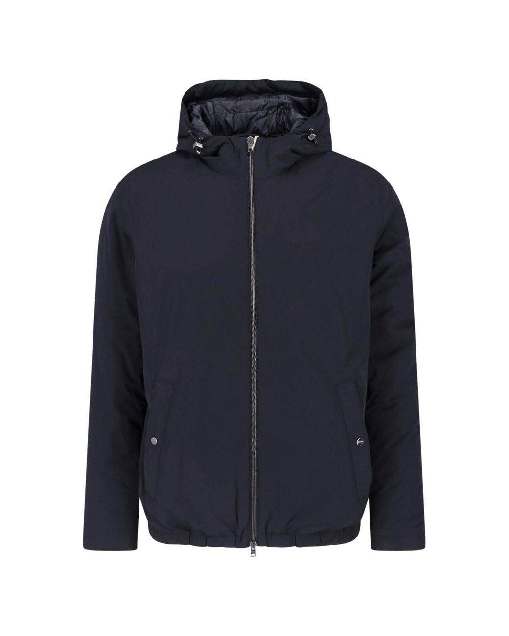 Herno Blue Hooded Zip Front Jacket for men