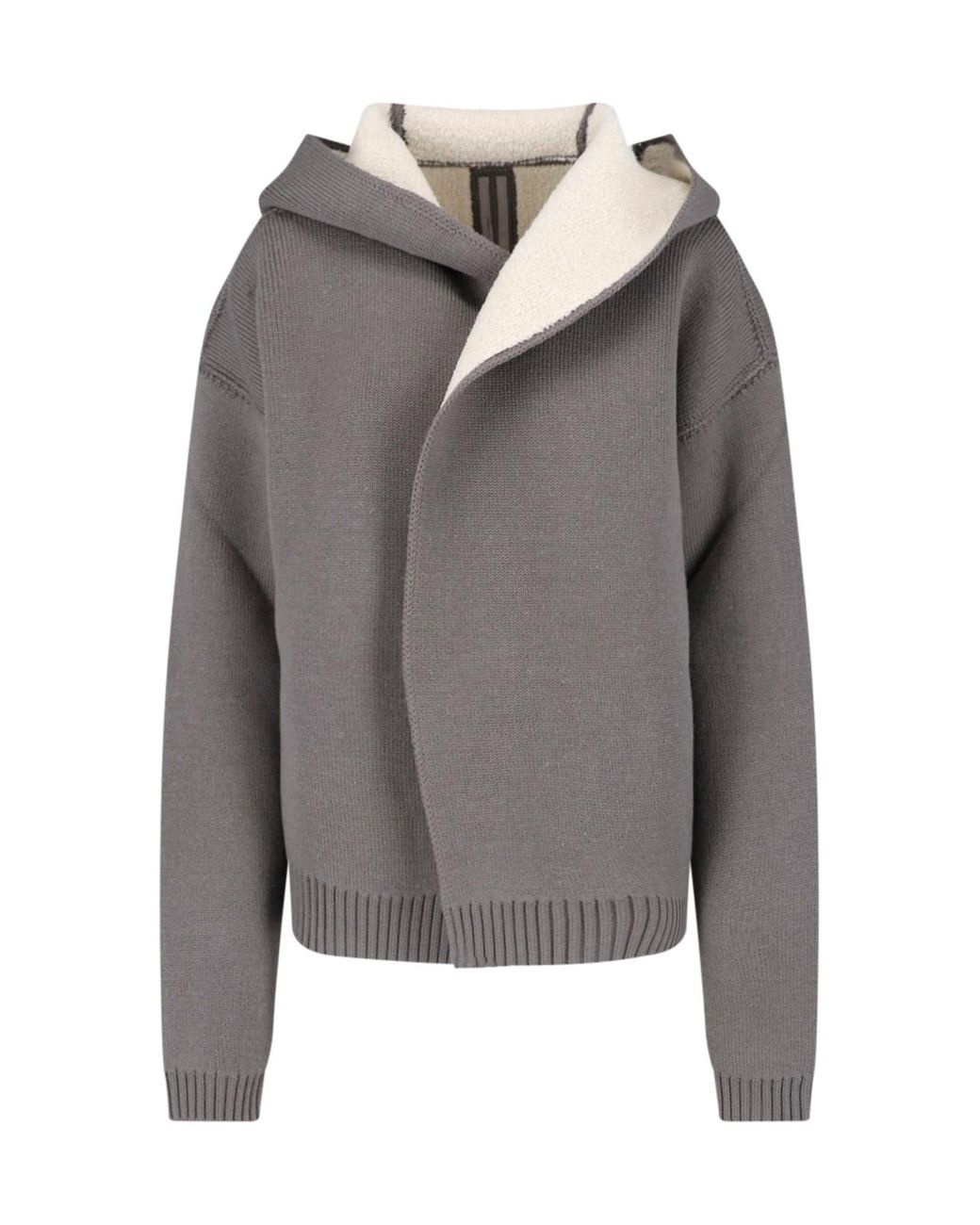 Rick Owens Gray Wool Hooded Jacket
