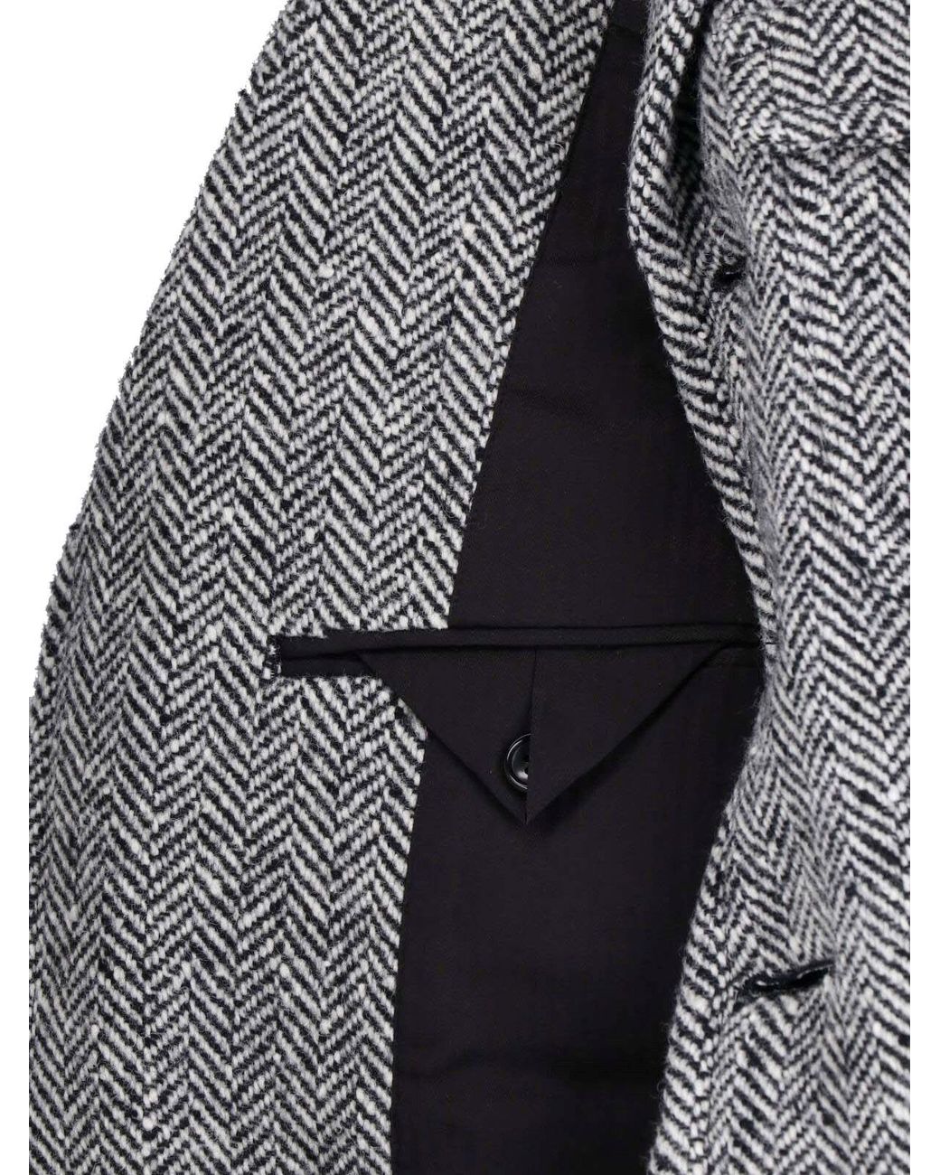 Junya Watanabe Gray Herringbone Wool Blazer Jacket for men