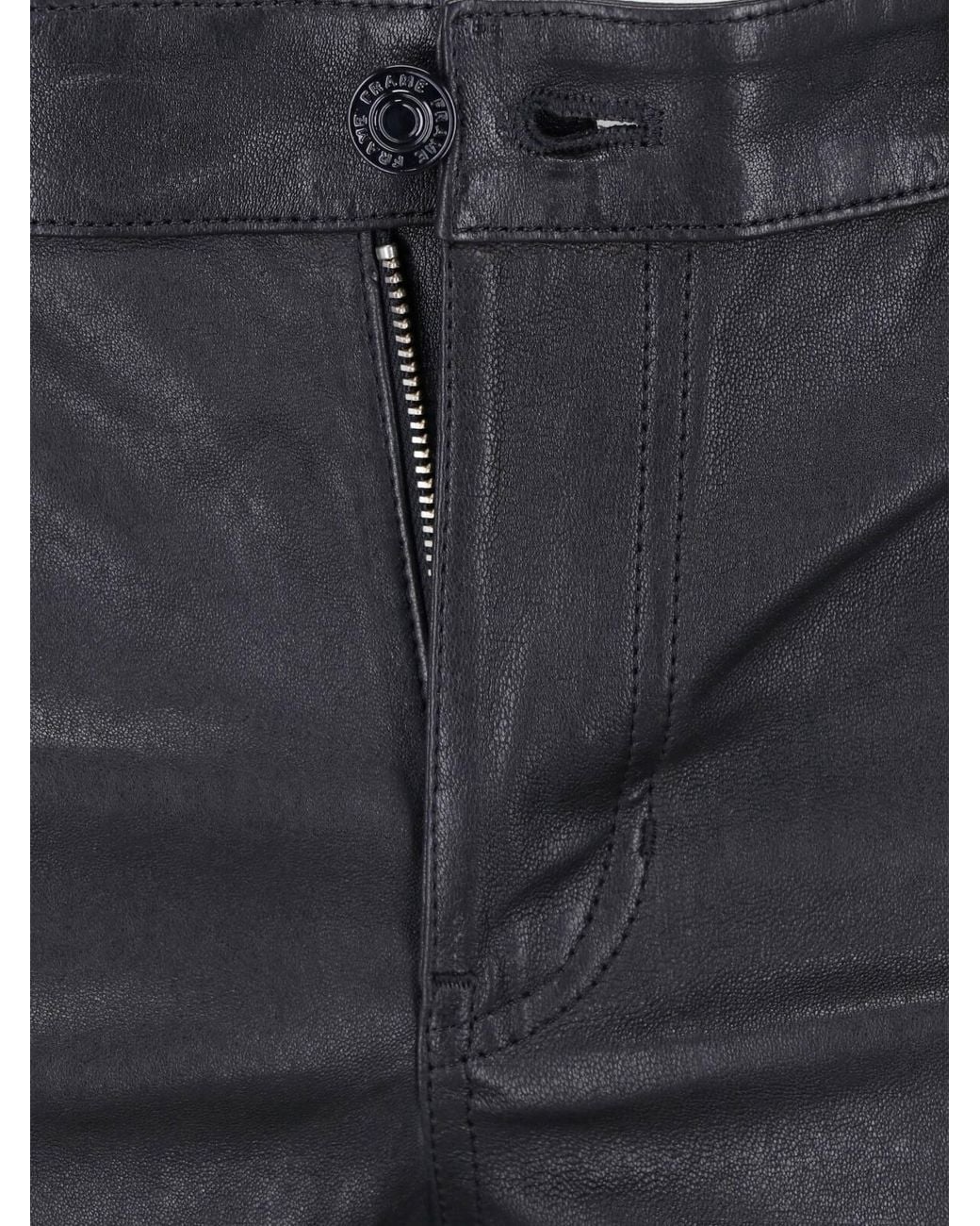 FRAME Blue Leather Flared Trousers