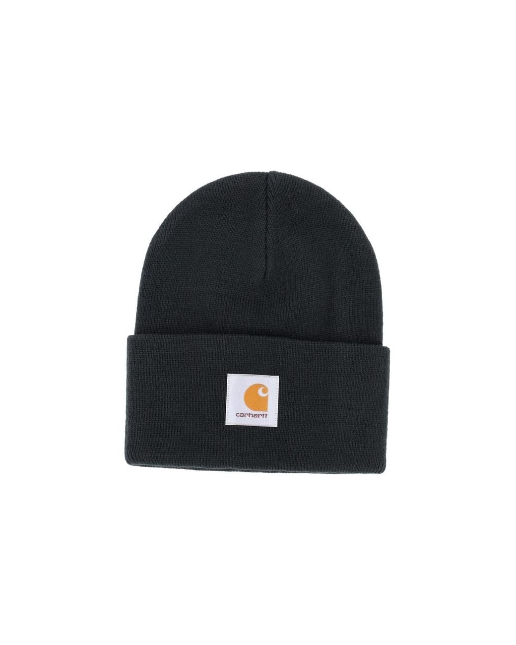 Carhartt Black Logo Patch Cuffed Beanie for men