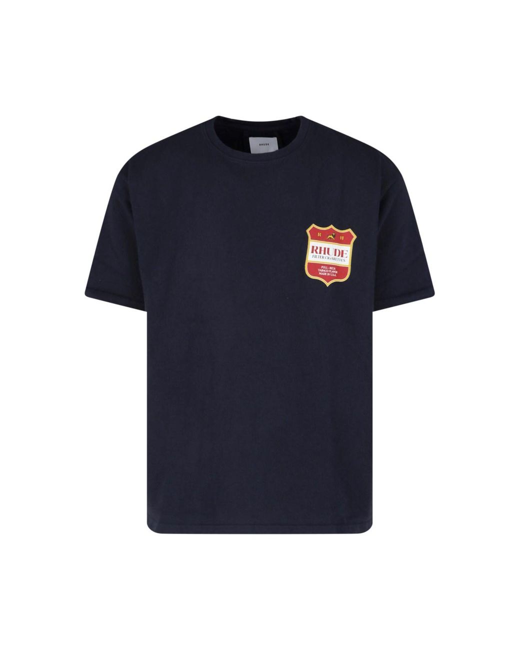 Rhude Blue Cotton Logo T-Shirt for men