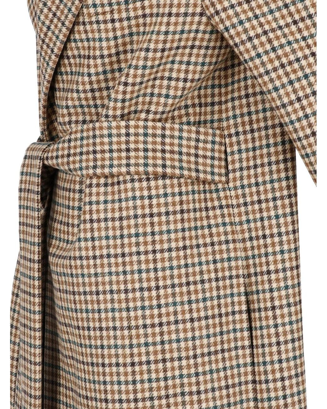Sa Su Phi Natural Checkered Wool Coat