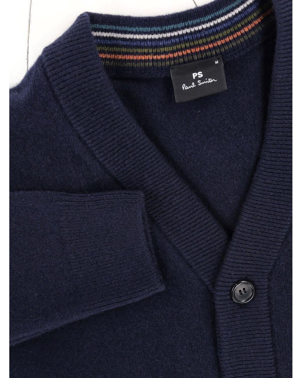 Paul Smith Blue V-Neck Button Front Cardigan Sweater for men