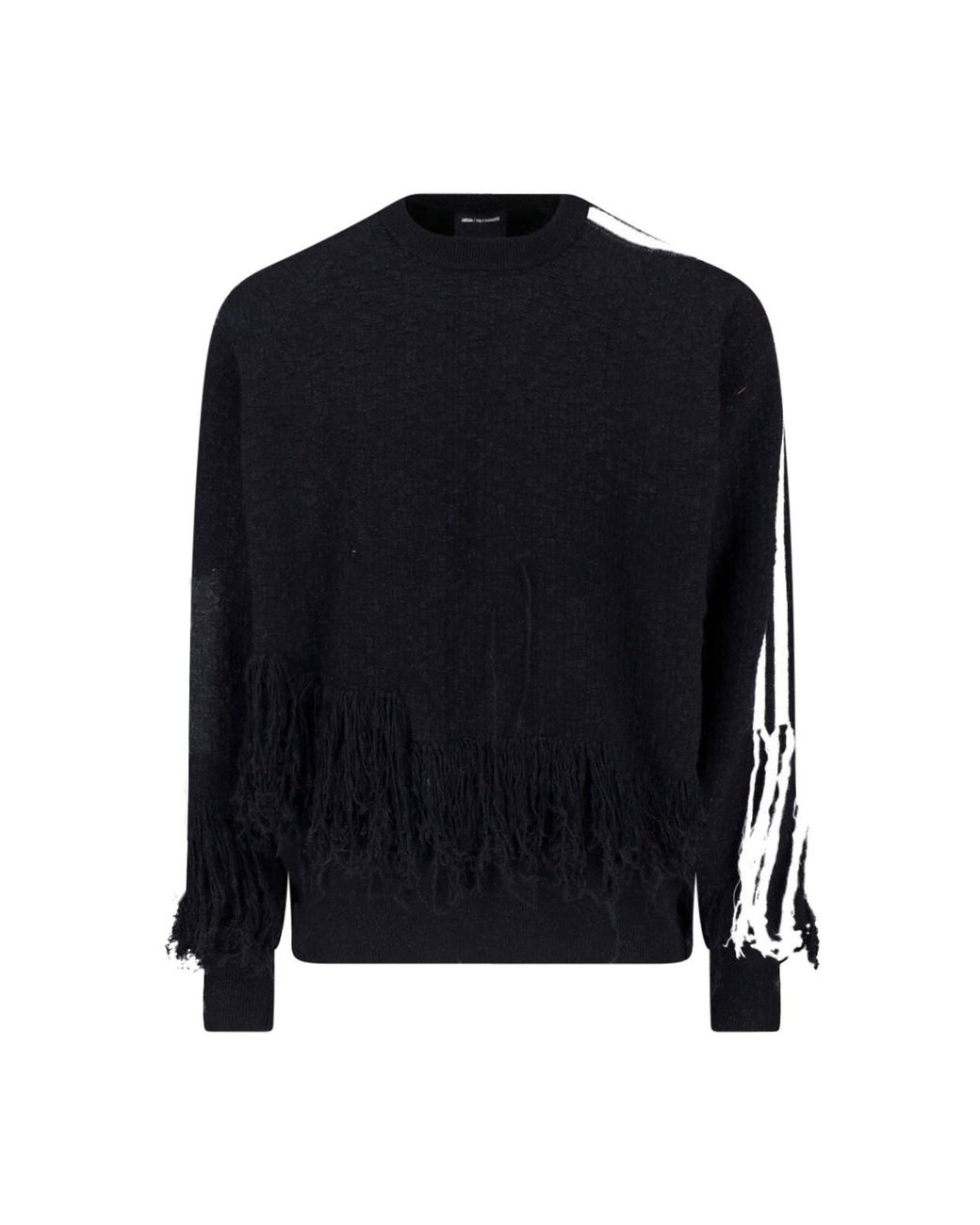 Y-3 Blue Fringe-Detail Wool Sweater for men