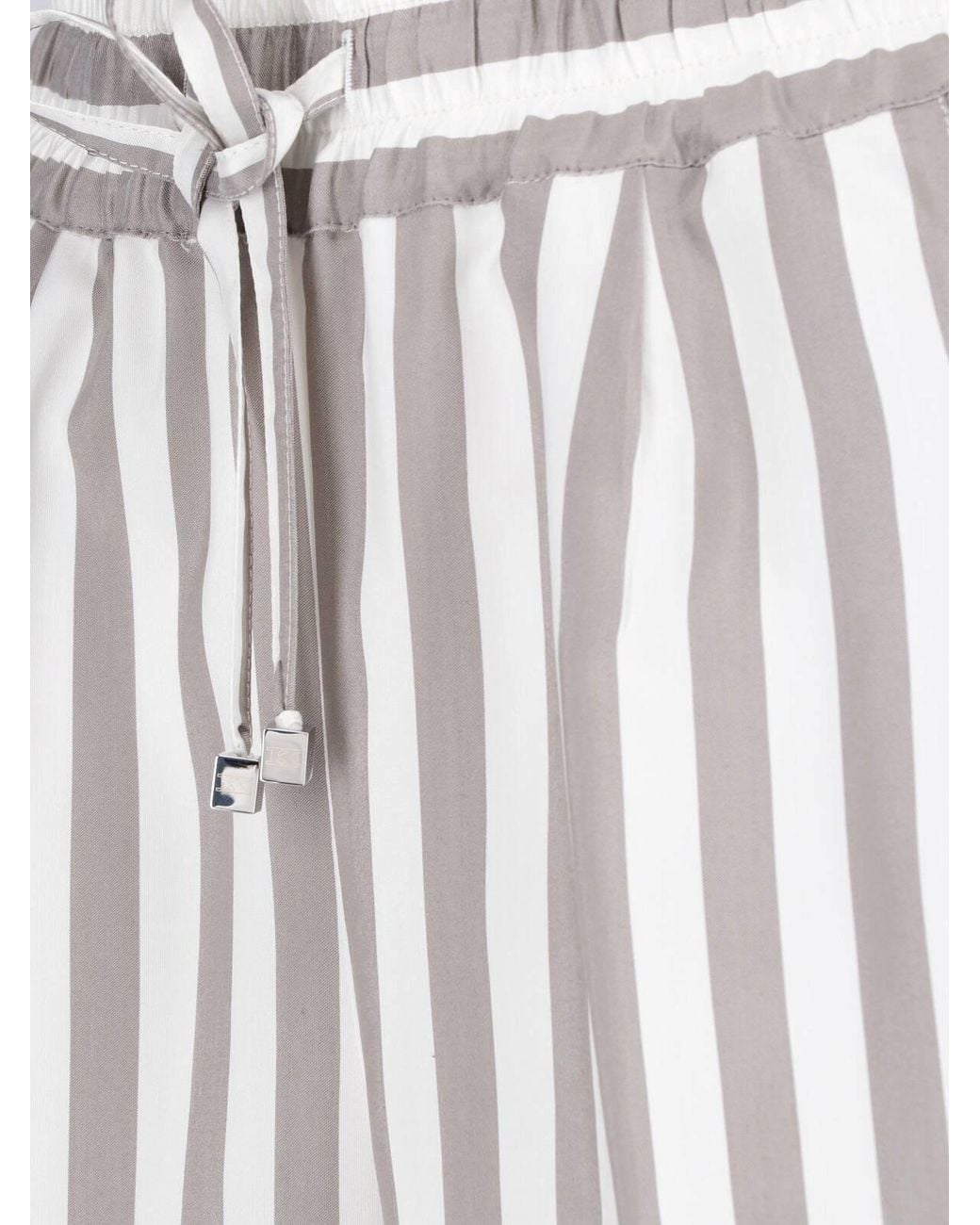 Kiton White Wide Silk Pants