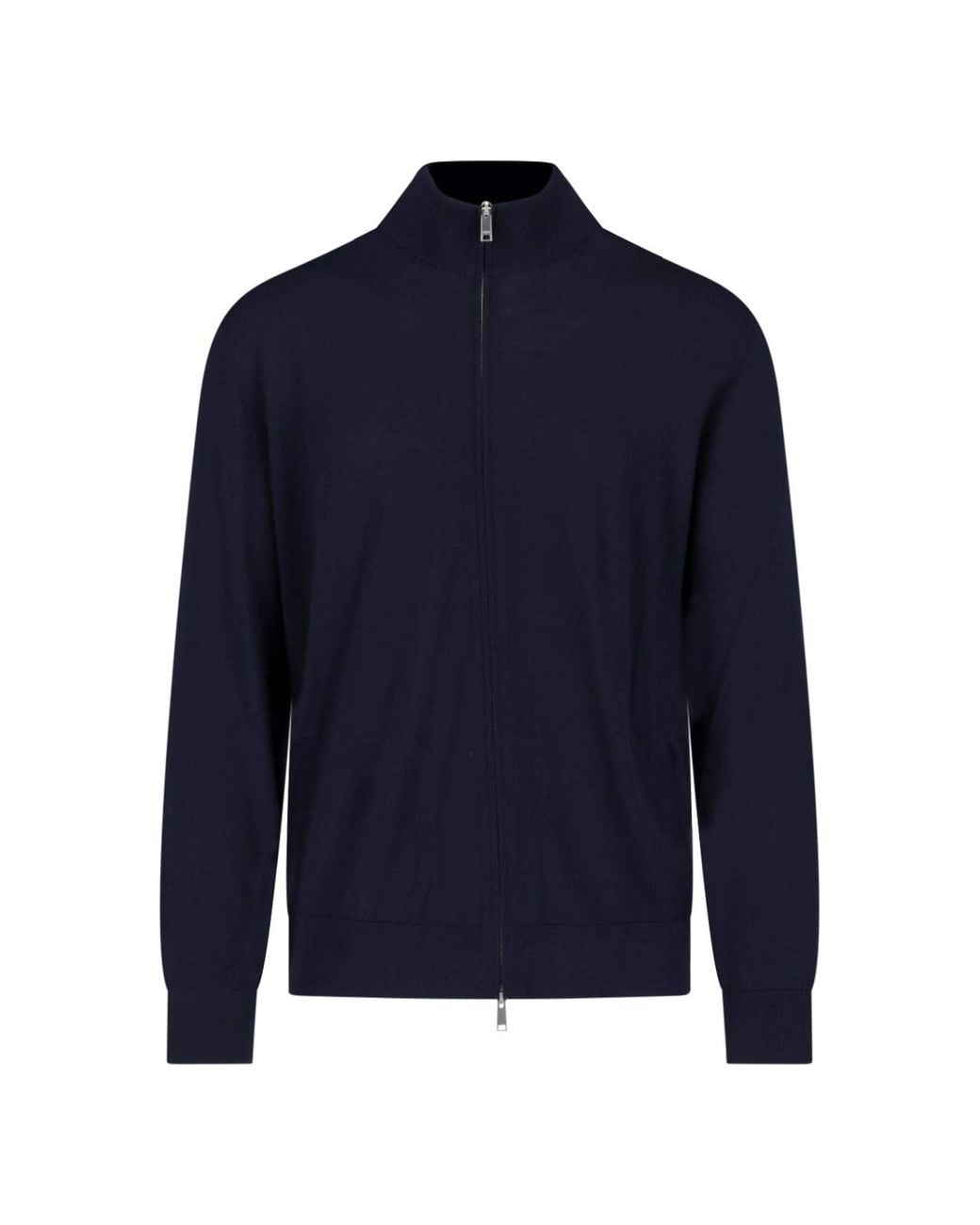 Zegna Blue Wool Zip Cardigan for men