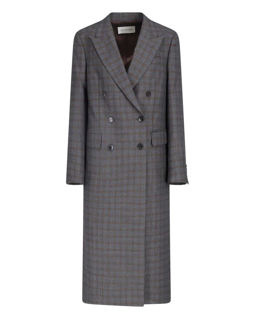 Dries Van Noten Gray Double-Breasted Wool Coat