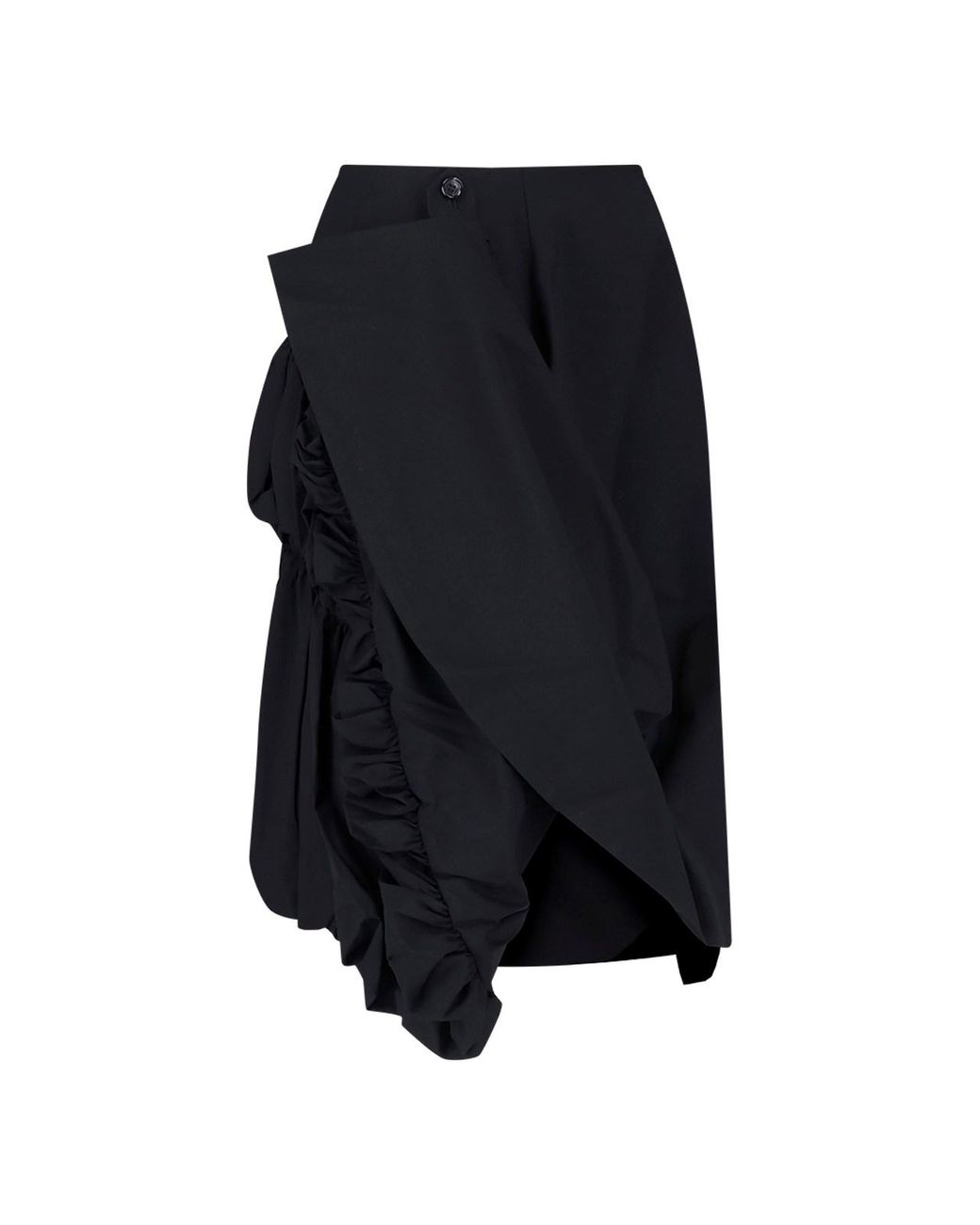 Comme des Garçons Blue Asymmetrical Draped Wool Skirt